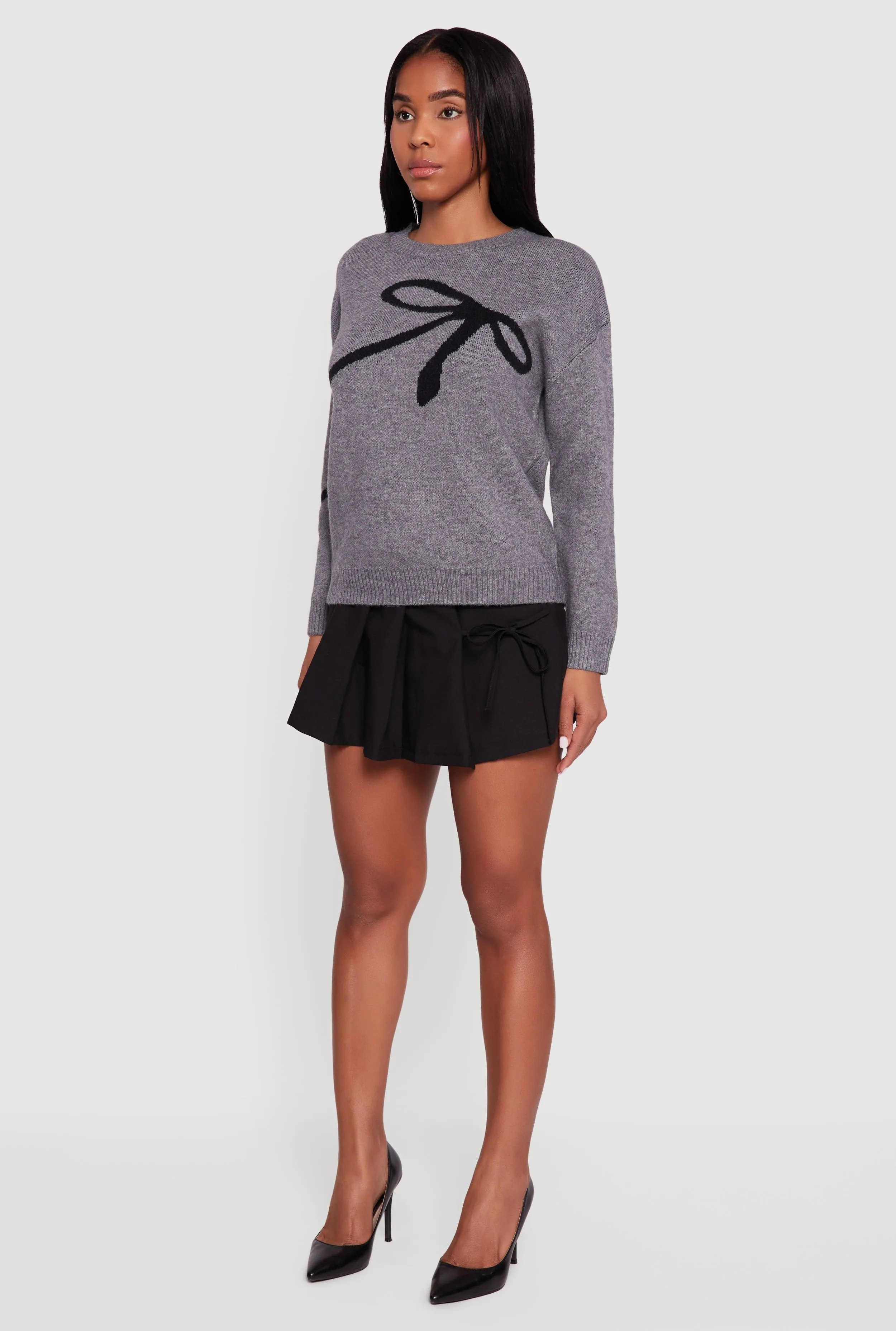 Brushed Knit Bow Graphic Pullover Sweater sold by Rainbow product image thumbnail 5