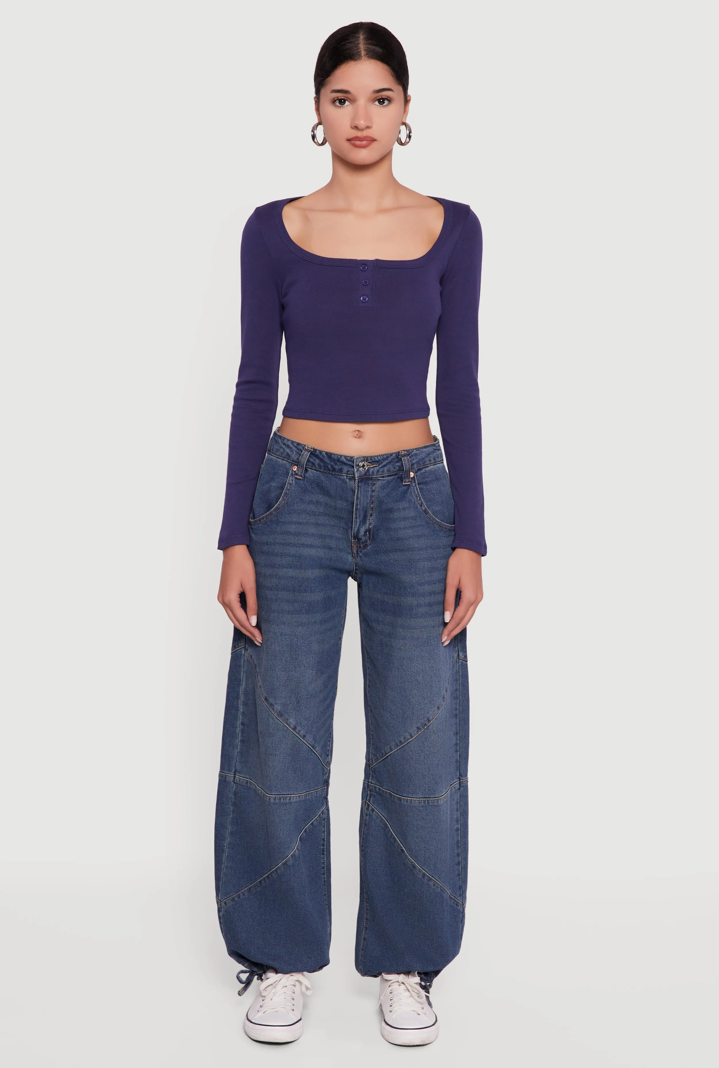 Henley Long Sleeve Crop Top sold by Rainbow product image thumbnail 3