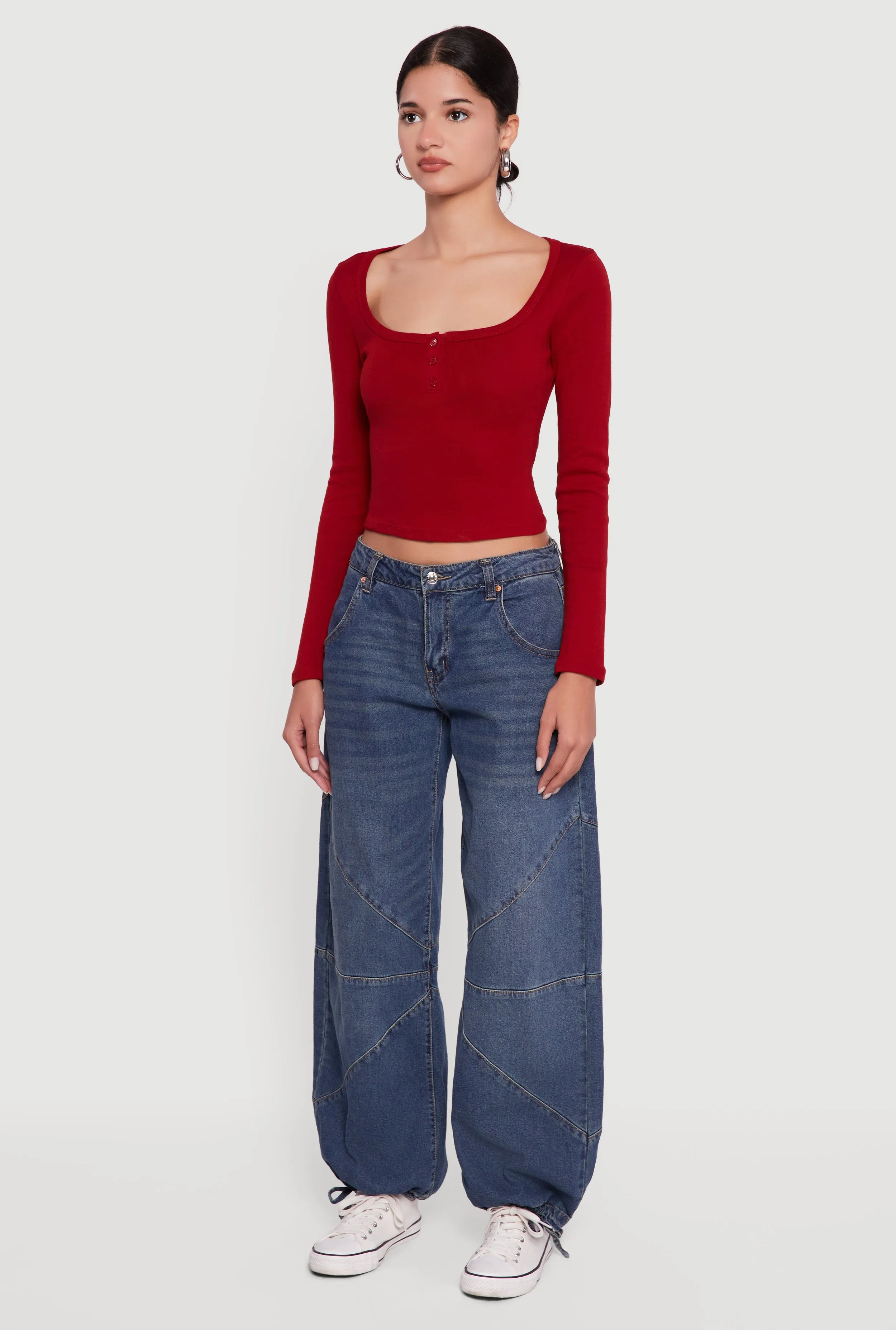 Henley Long Sleeve Crop Top sold by Rainbow product image thumbnail 5
