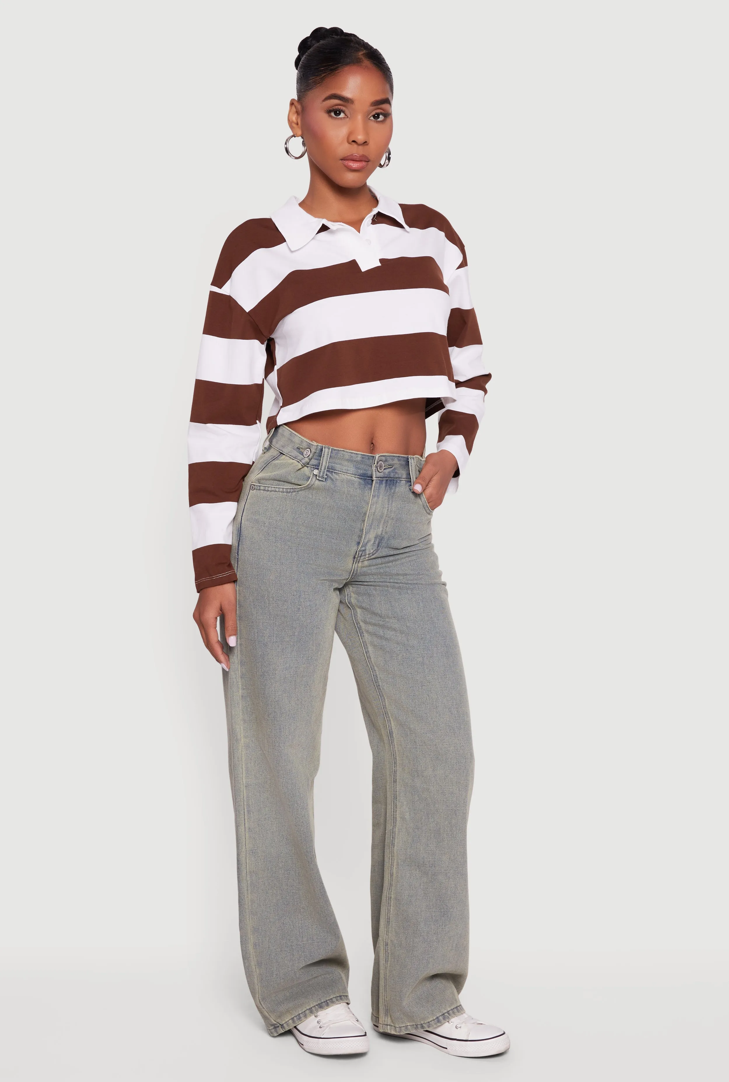 Adjustable Waist Detail Acid Wash Jeans sold by Rainbow