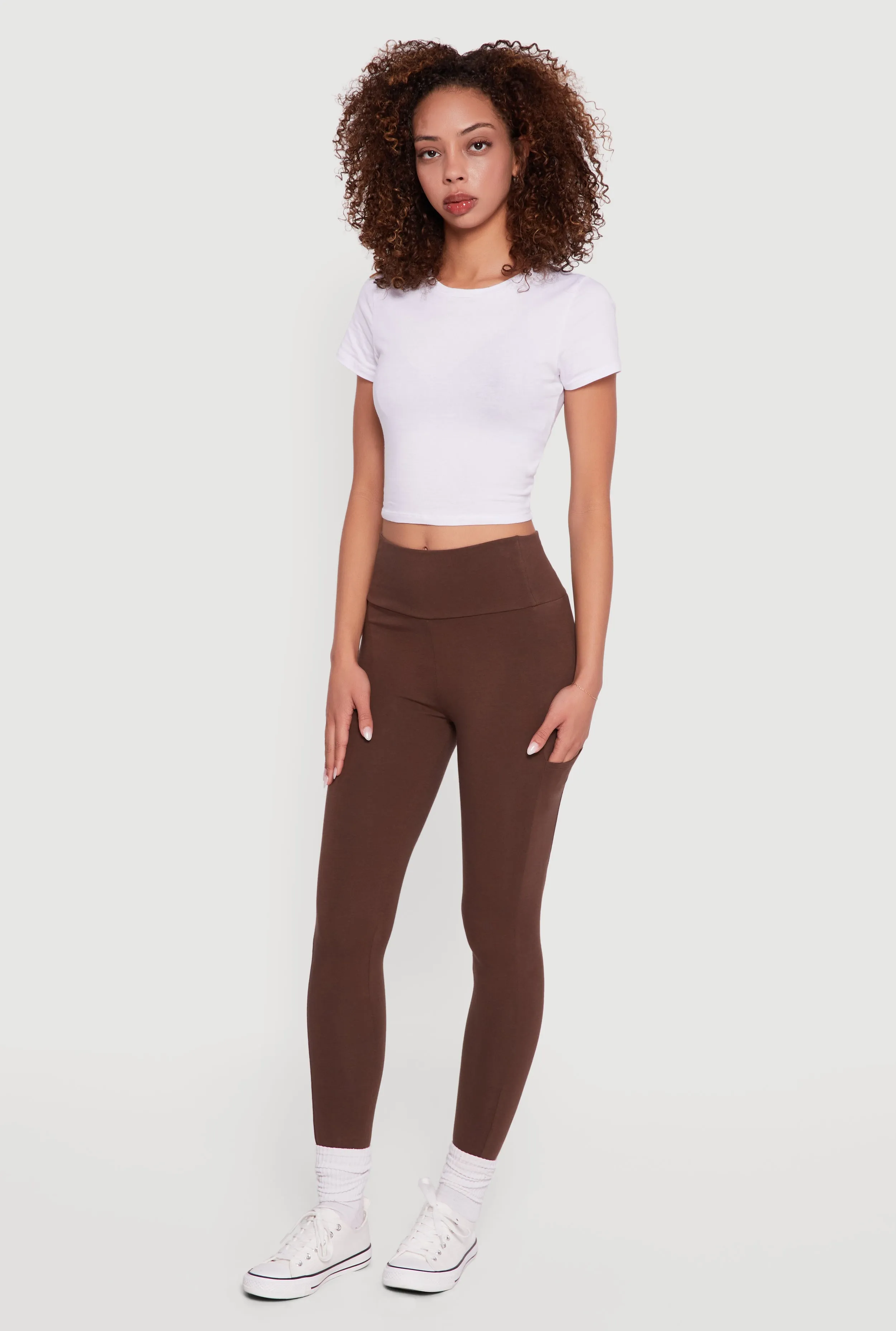 High Waisted Leggings with Cell Phone Pocket sold by Rainbow product image thumbnail 4