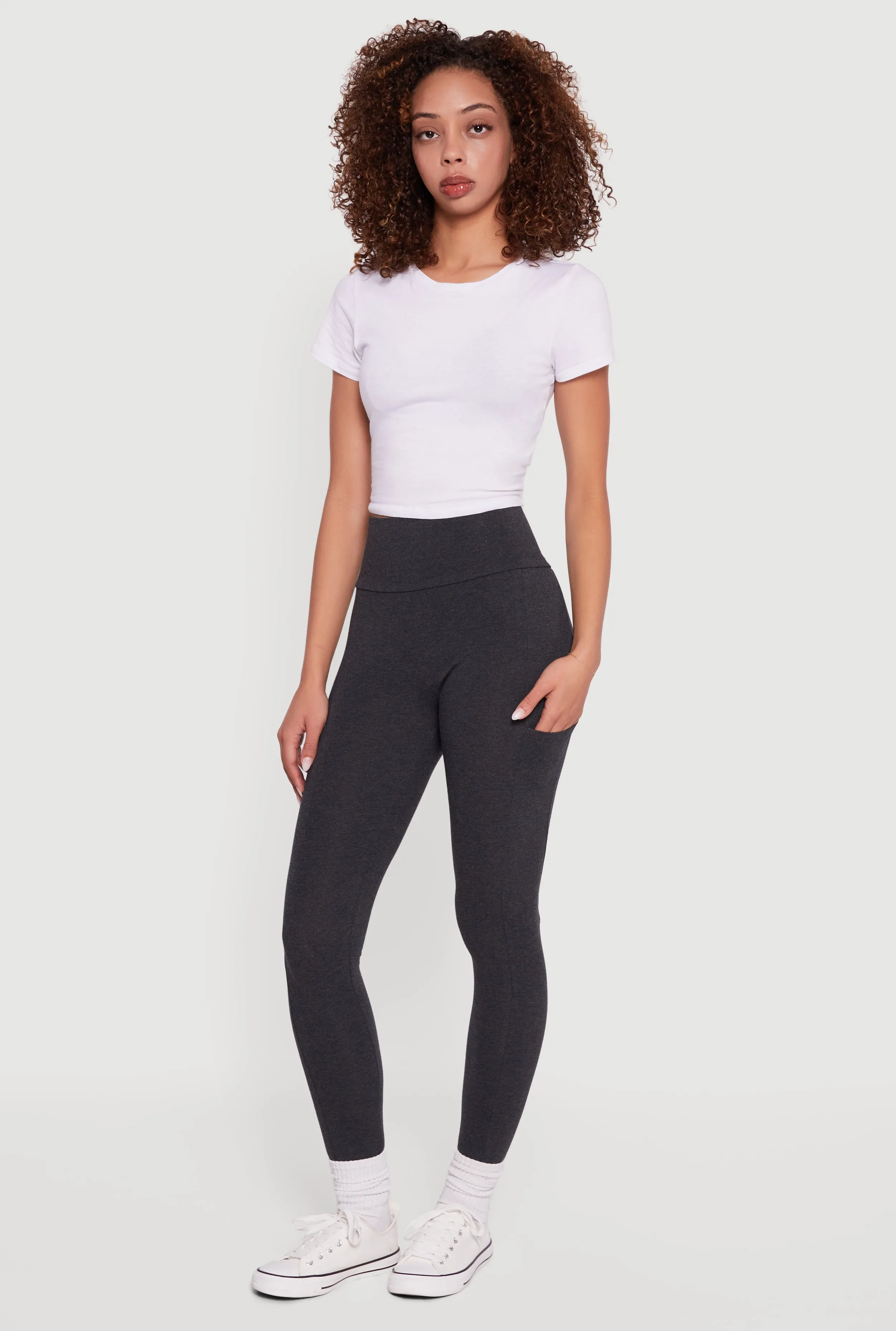High Waisted Leggings with Cell Phone Pocket sold by Rainbow product image thumbnail 3