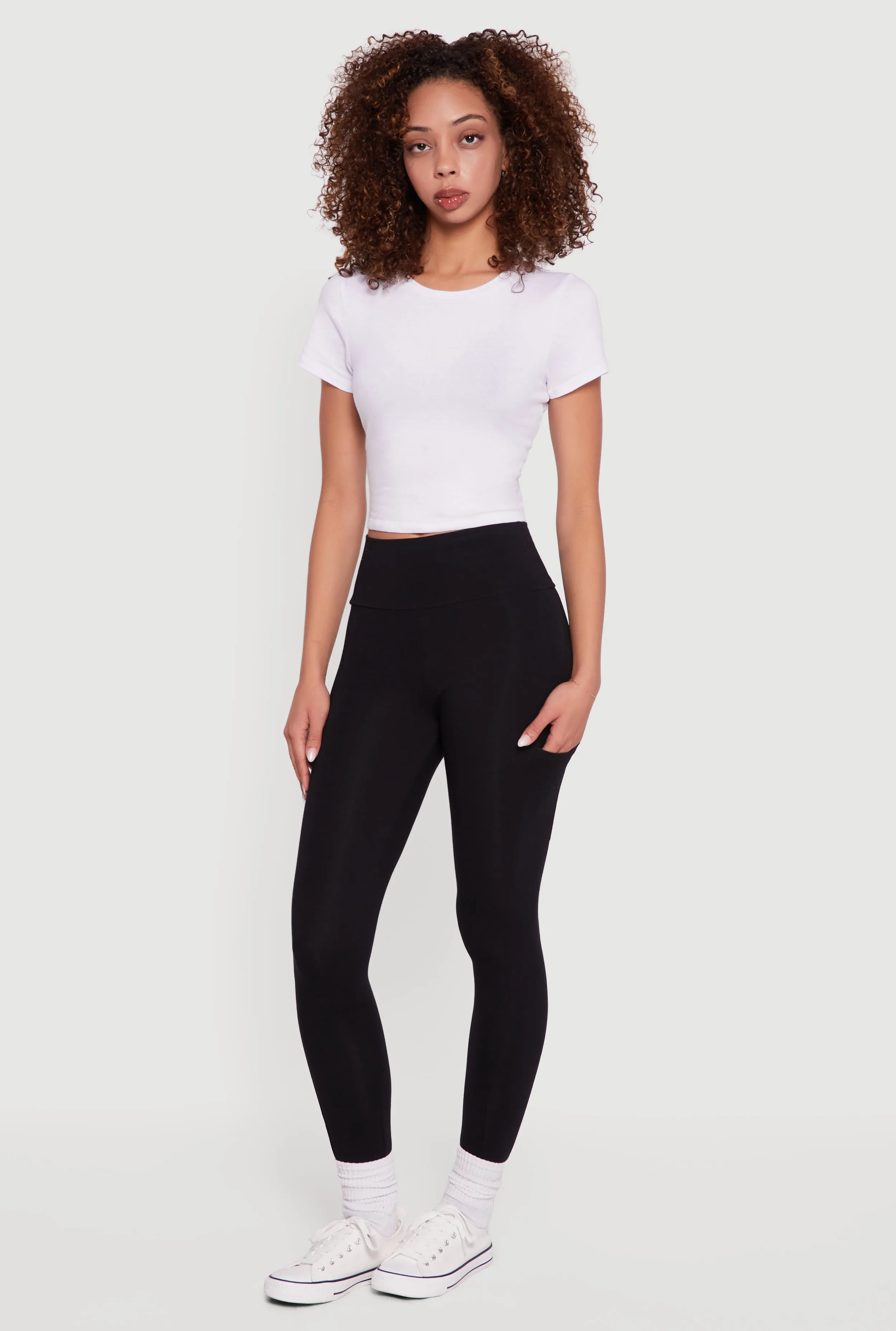 High Waisted Leggings with Cell Phone Pocket sold by Rainbow product image thumbnail 2