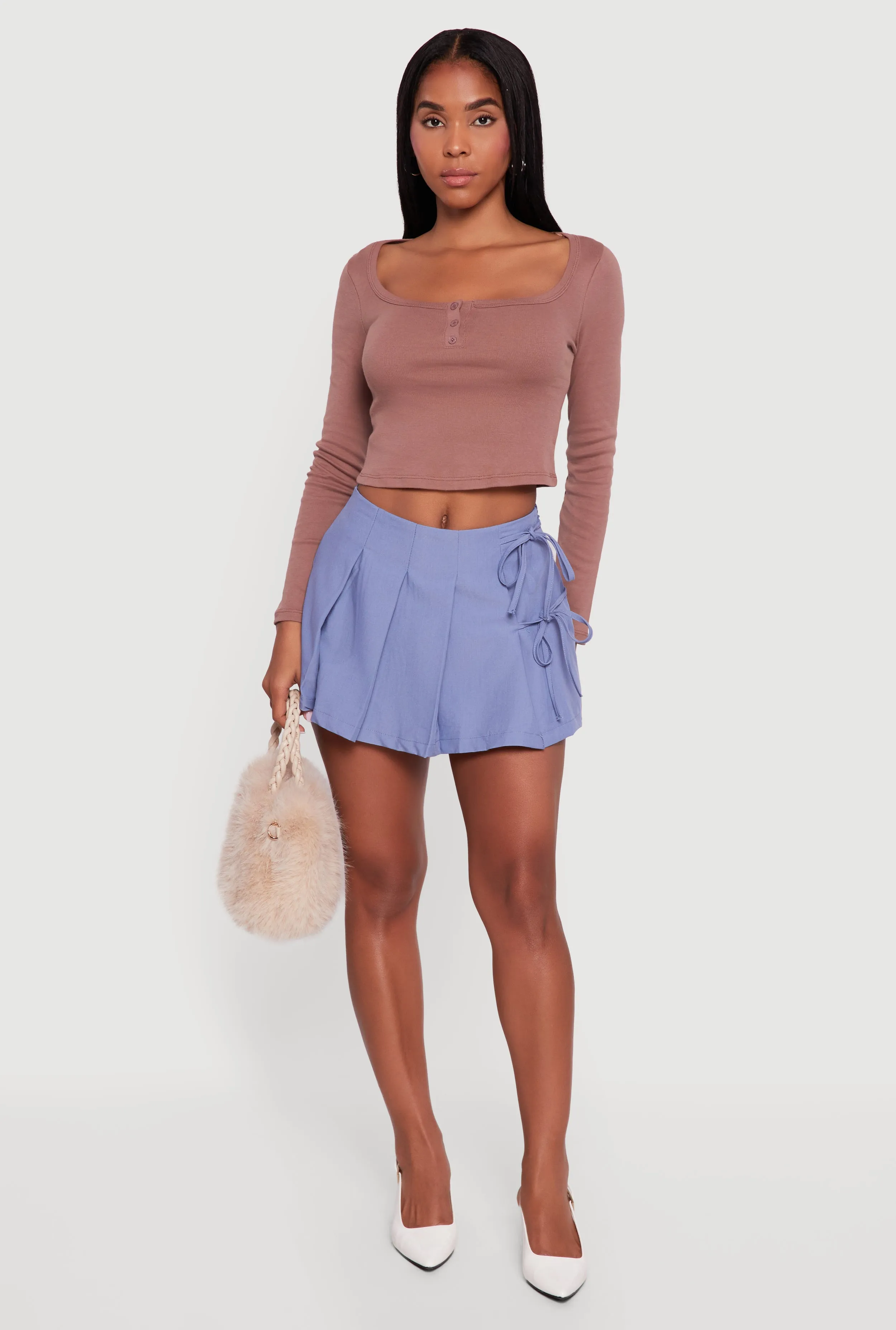 Double Side Tie Mini Pleated Skort sold by Rainbow