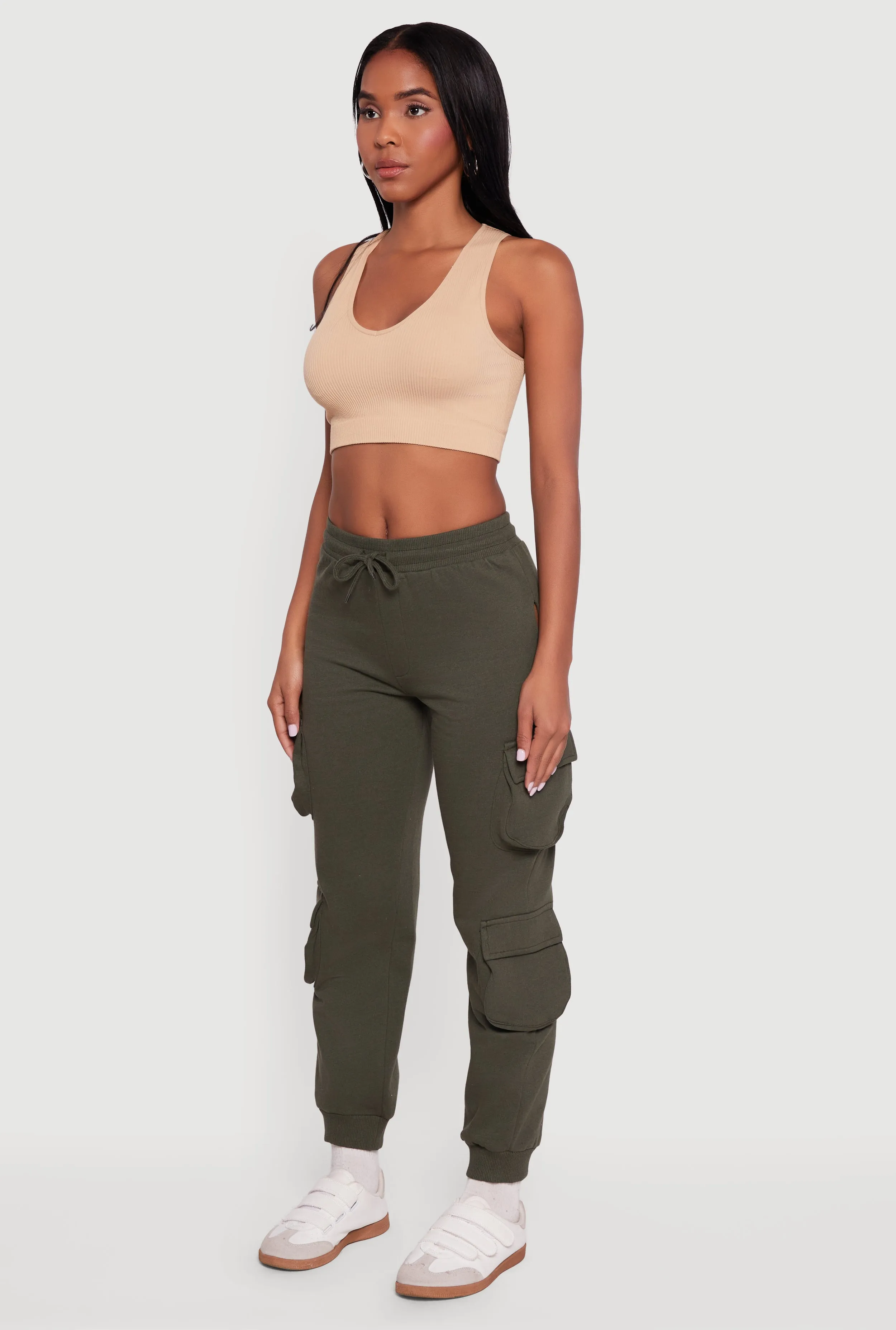 High Waisted Fleece Multi Cargo Pocket Joggers sold by Rainbow product image thumbnail 3