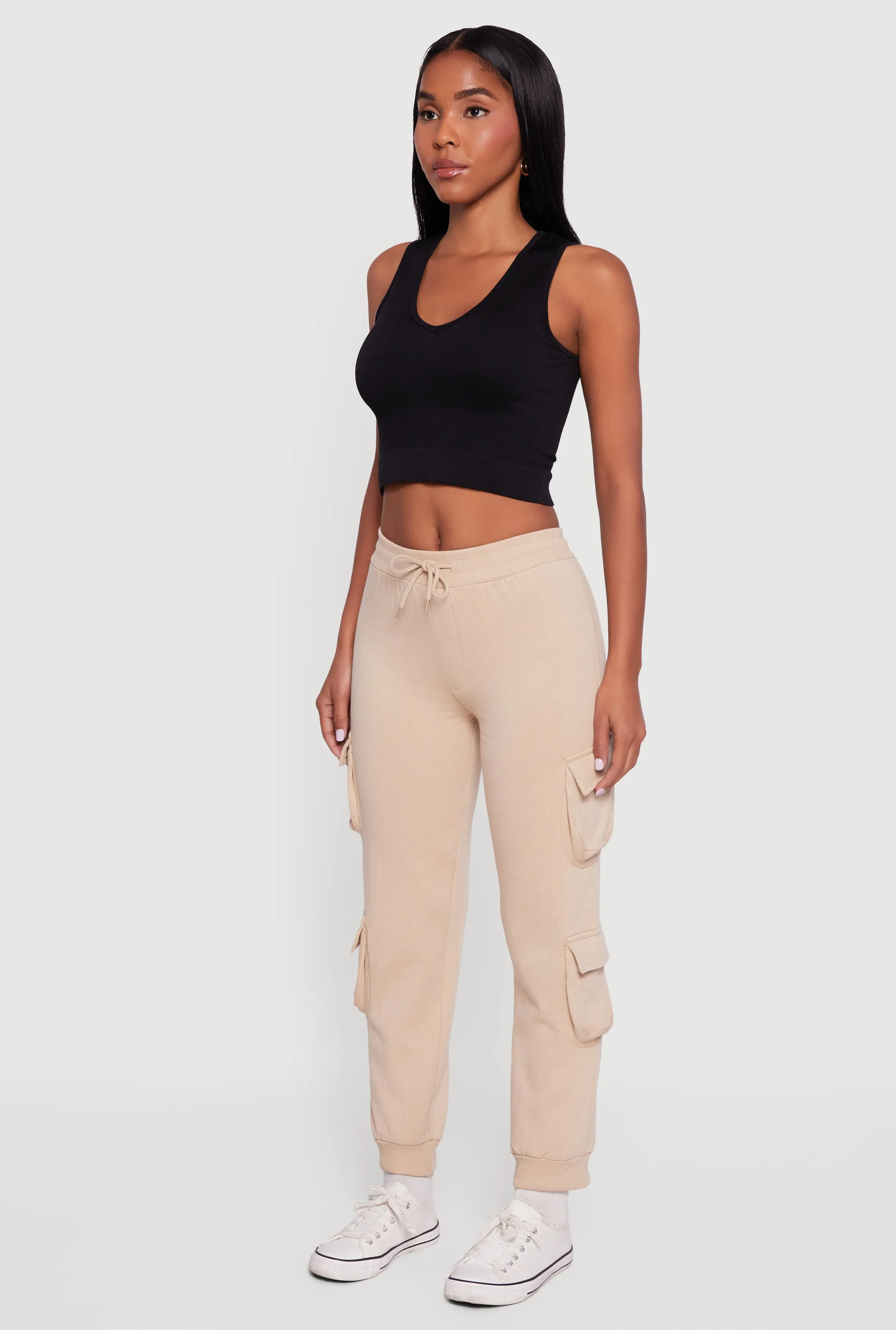 High Waisted Fleece Multi Cargo Pocket Joggers sold by Rainbow product image thumbnail 3