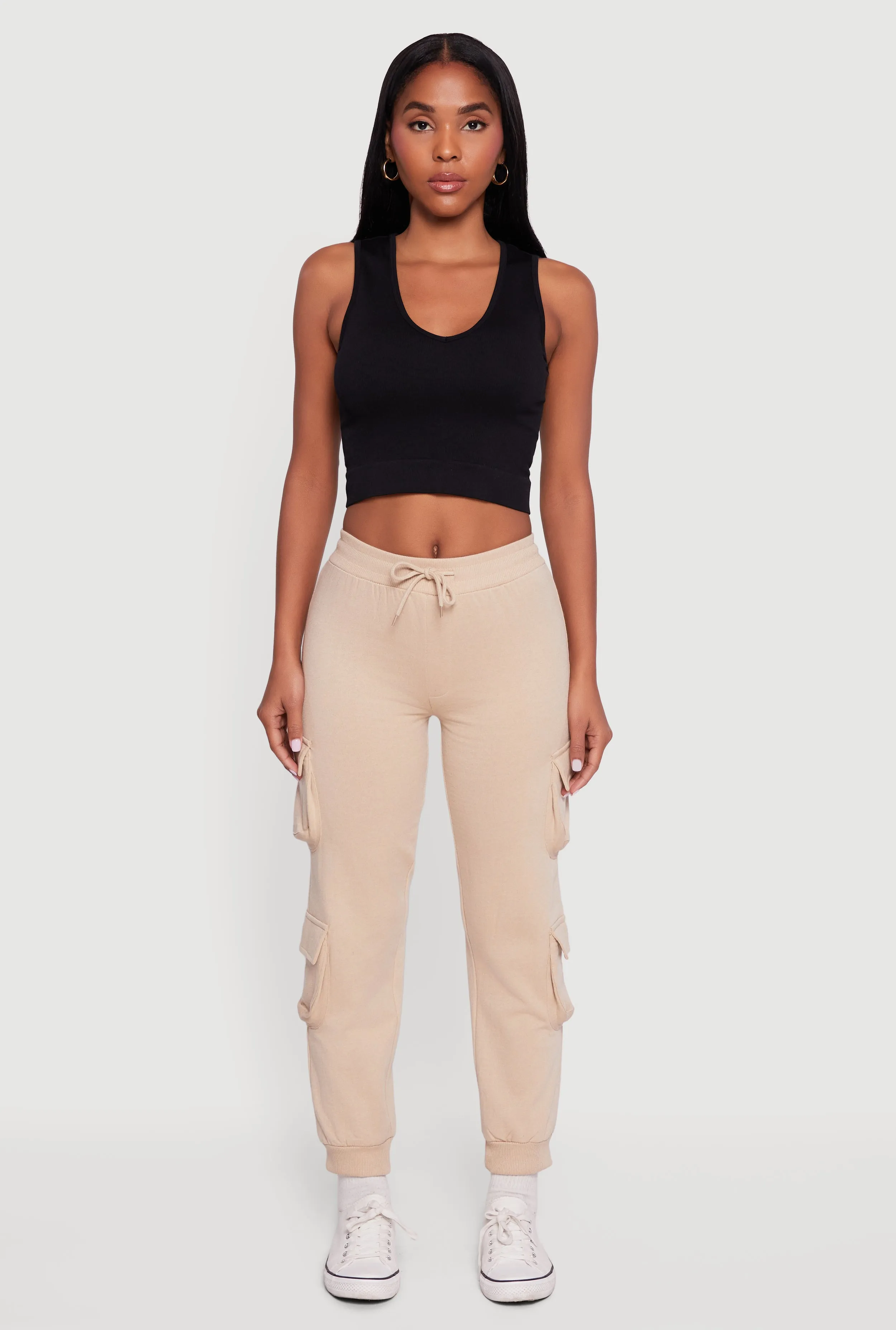 High Waisted Fleece Multi Cargo Pocket Joggers sold by Rainbow product image thumbnail 2