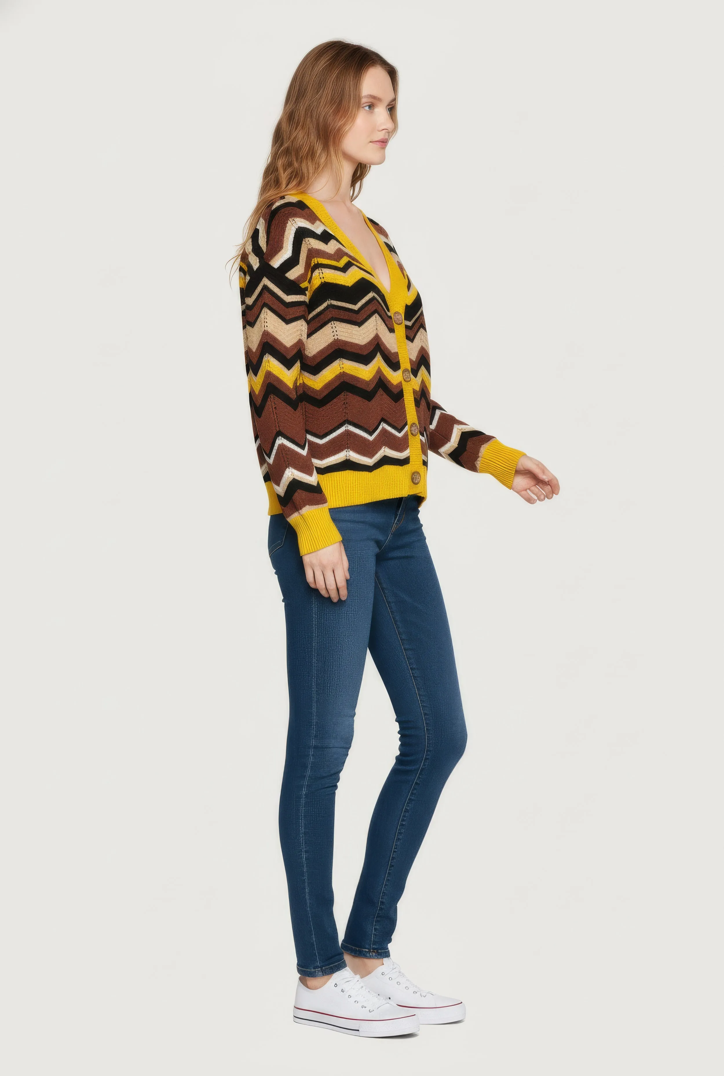 Pointelle Chevron Stripe Button Front Cardigan sold by Rainbow product image thumbnail 5
