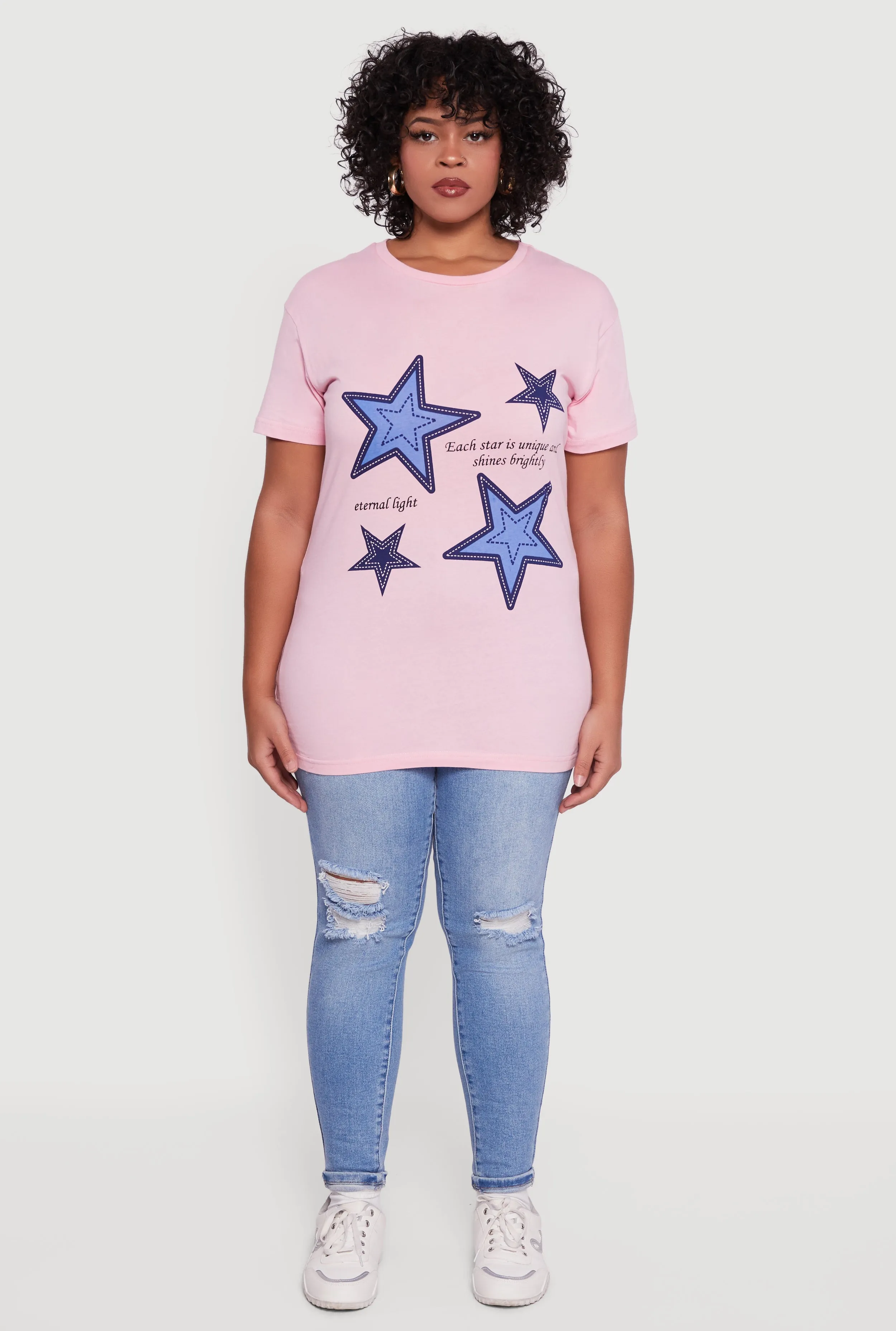 Plus Size Oversized Star Graphic Tee sold by Rainbow