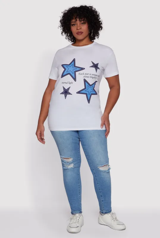 Plus Size Oversized Star Graphic Tee sold by Rainbow