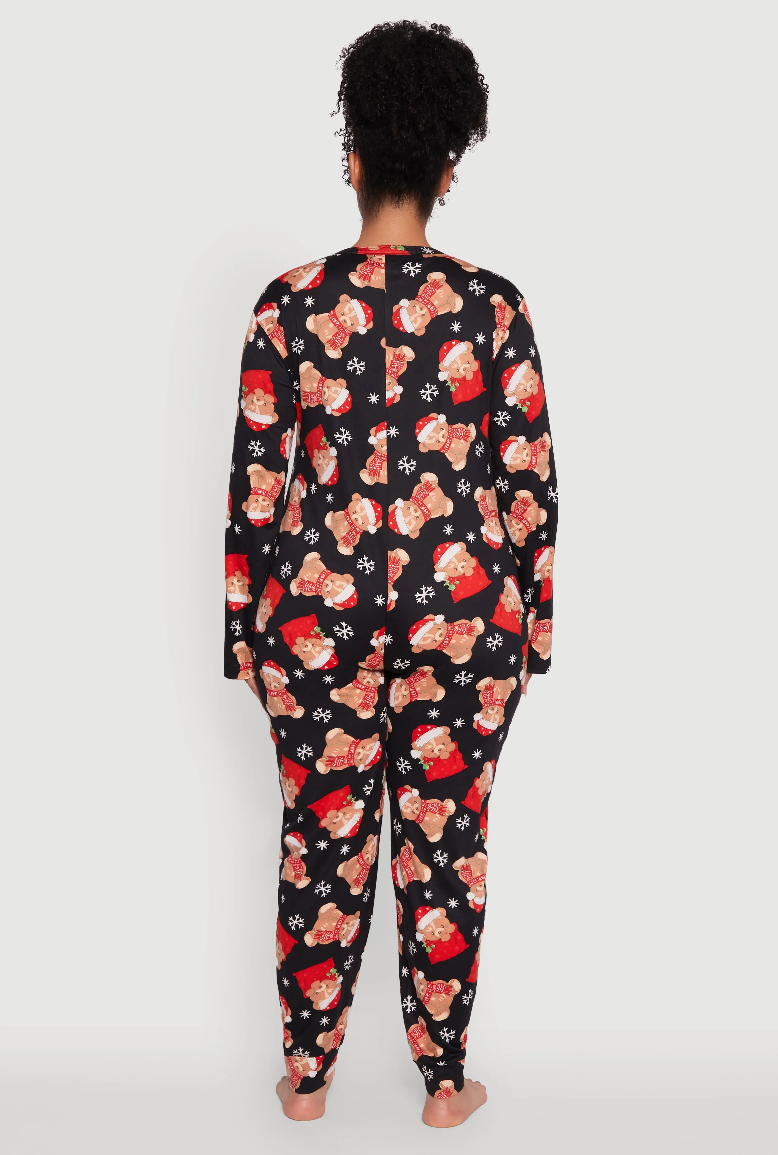 Plus Size Santa Teddy Bear Print Pajama Onesie sold by Rainbow product image thumbnail 3
