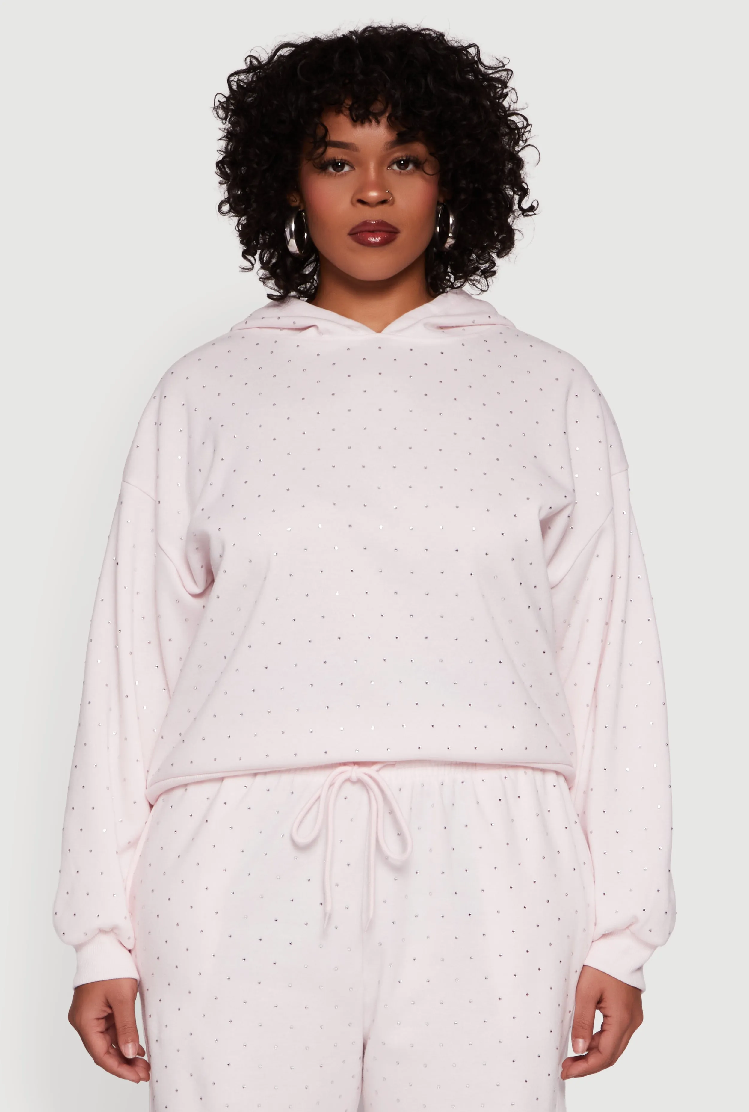 Plus Size Rhinestone Studded Pullover Hoodie sold by Rainbow product image thumbnail 2