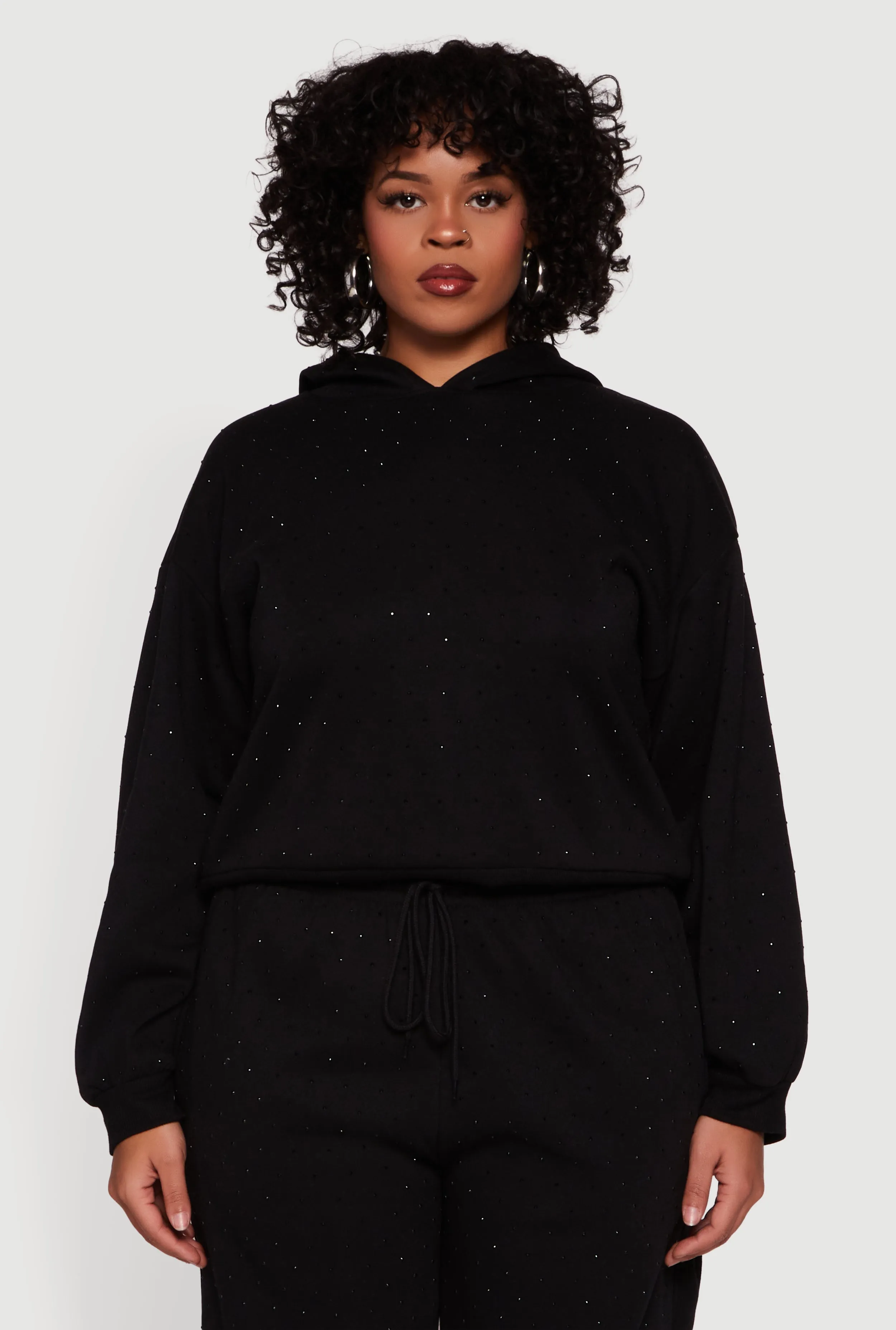 Plus Size Rhinestone Studded Pullover Hoodie sold by Rainbow product image thumbnail 3