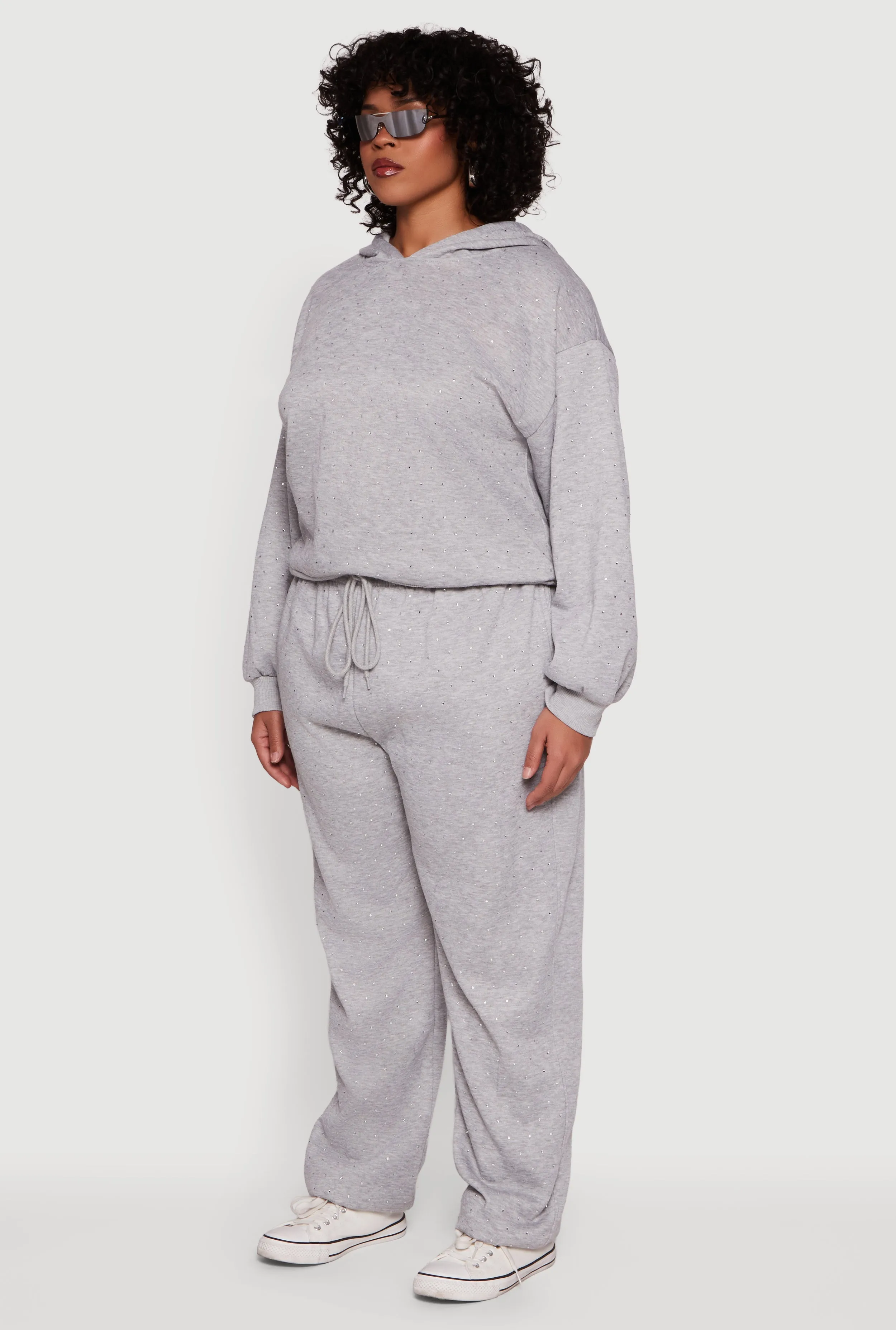 Plus Size Rhinestone Studded Pullover Hoodie sold by Rainbow product image thumbnail 5