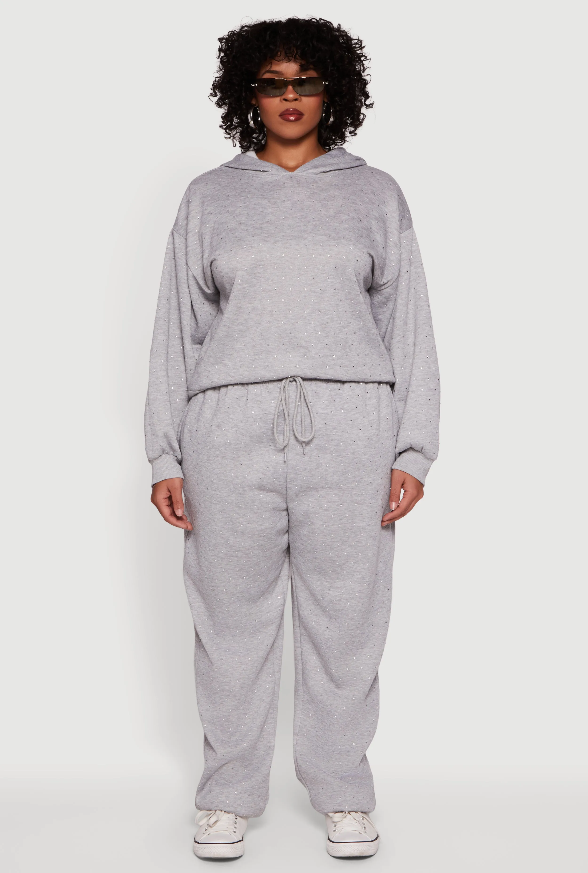 Plus Size Rhinestone Studded Pullover Hoodie sold by Rainbow product image thumbnail 2