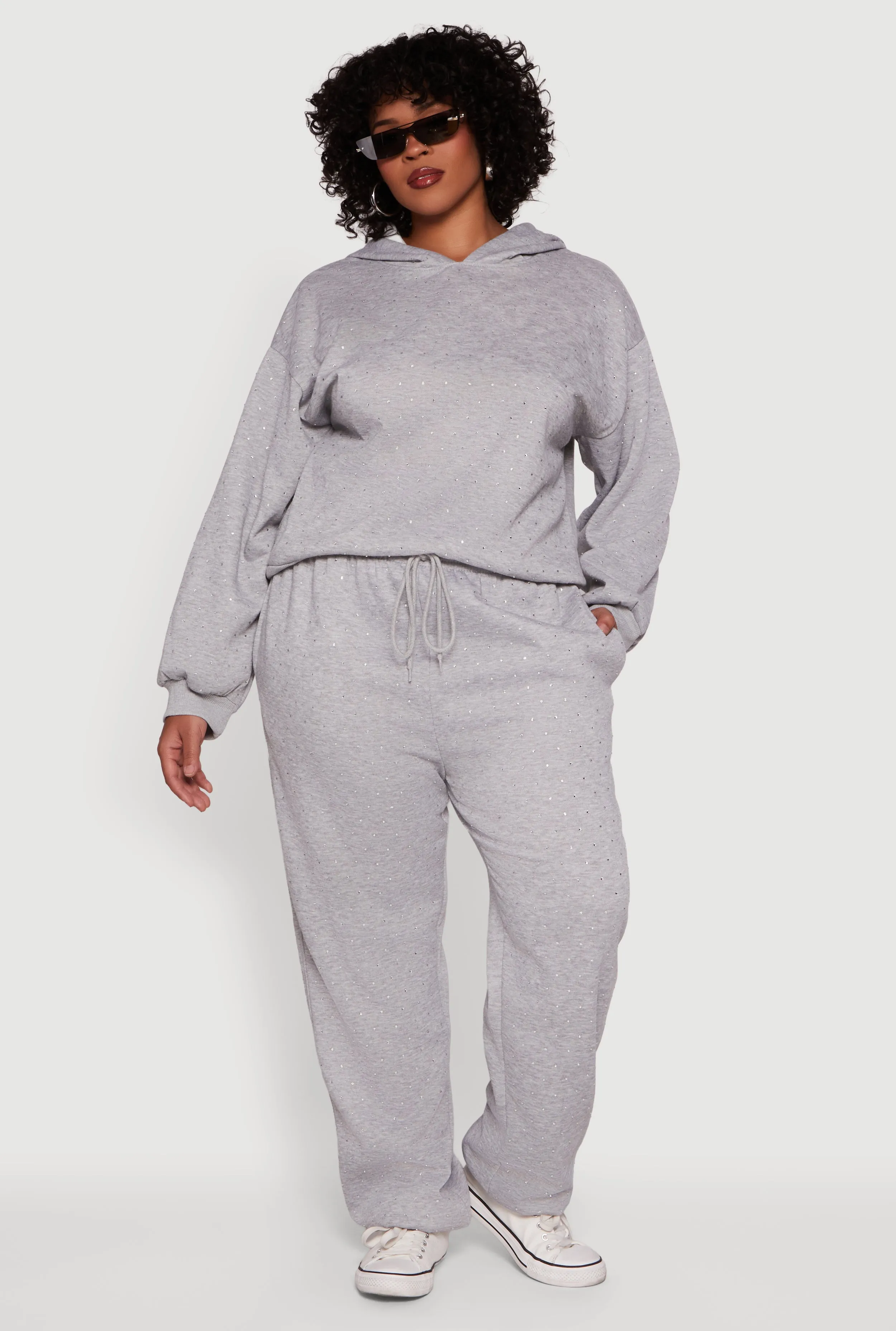 Plus Size Rhinestone Studded Pullover Hoodie sold by Rainbow product image thumbnail 3