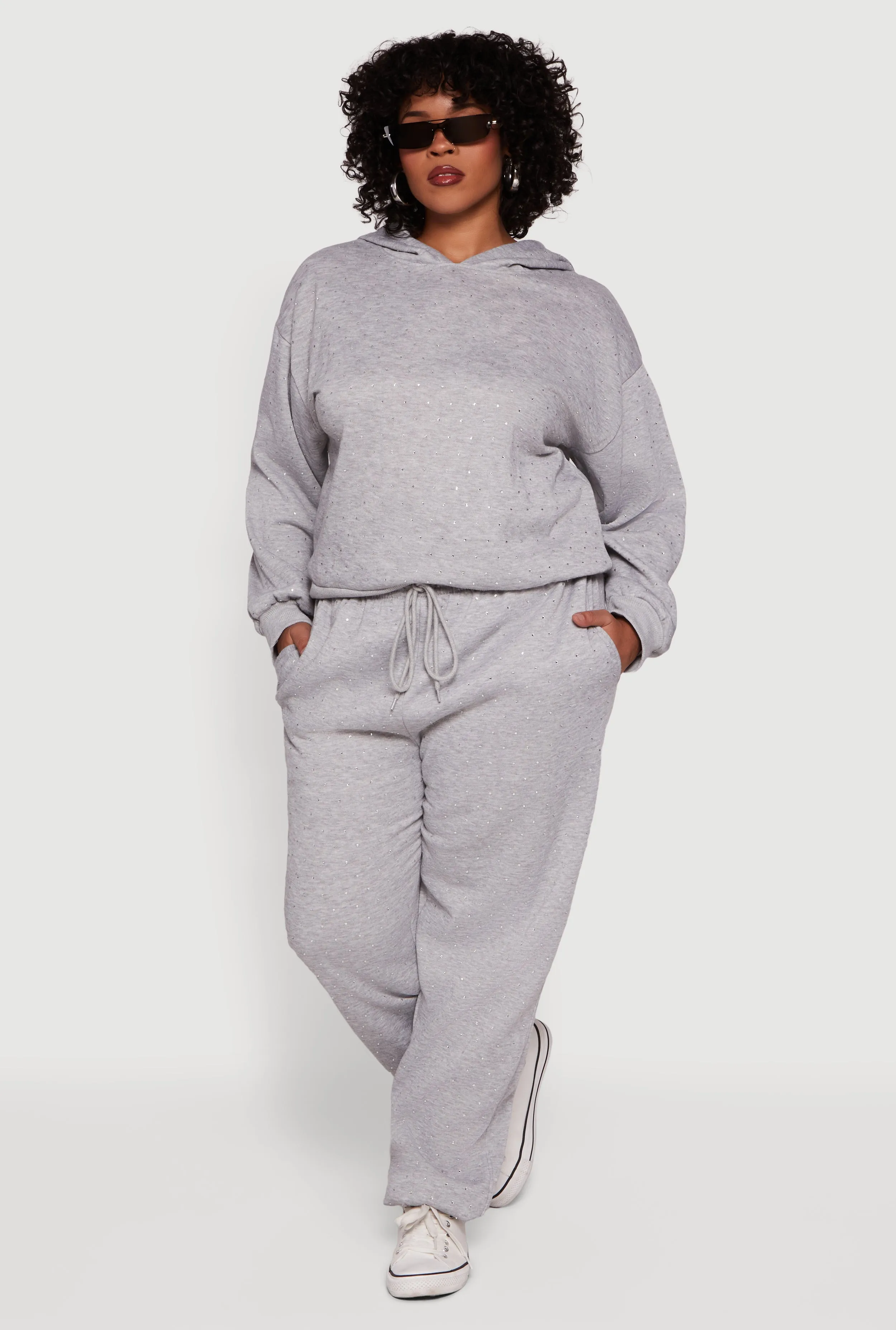 Plus Size Rhinestone Studded Drawstring Waist Sweatpants sold by Rainbow product image thumbnail 2