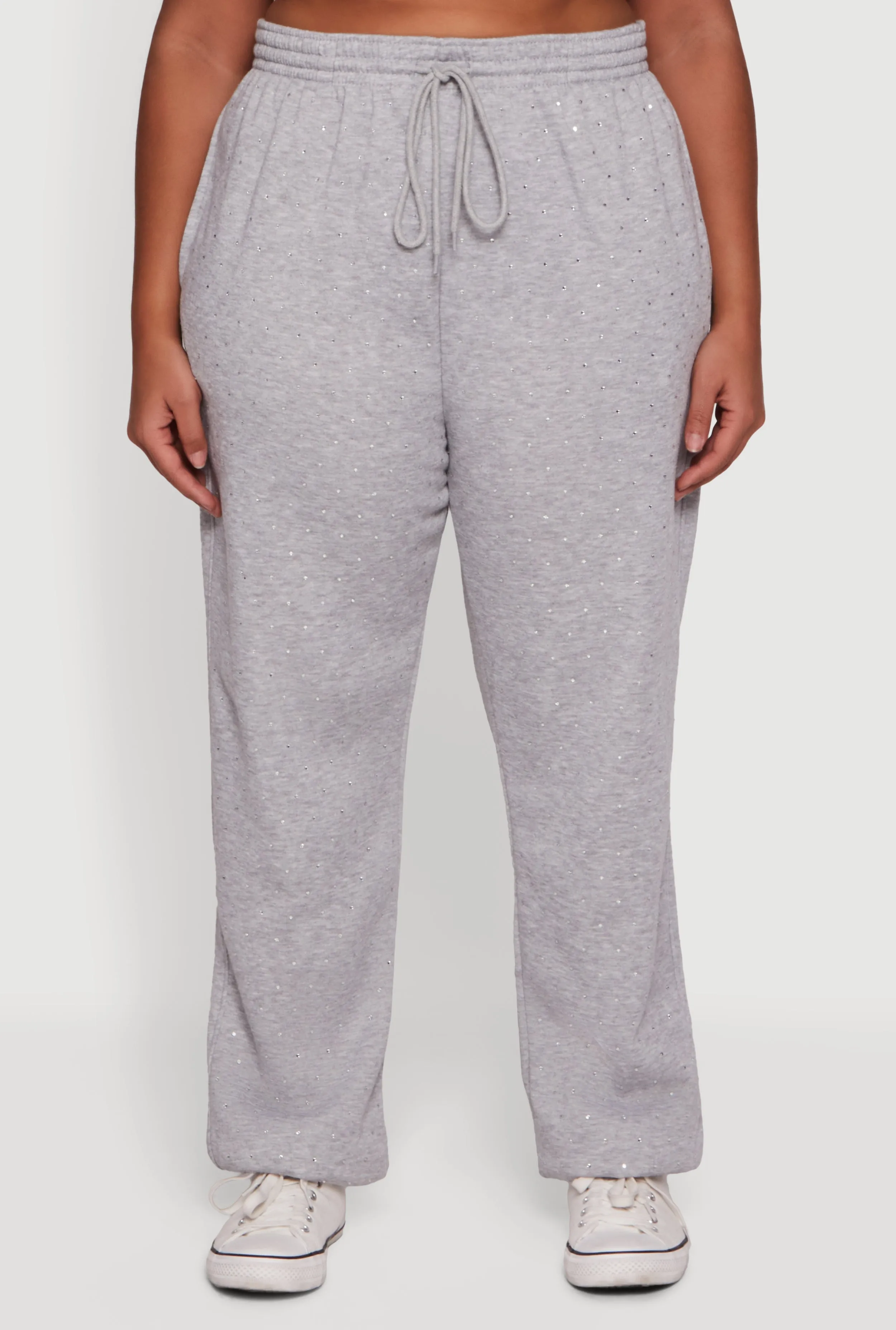 Plus Size Rhinestone Studded Drawstring Waist Sweatpants sold by Rainbow product image thumbnail 3