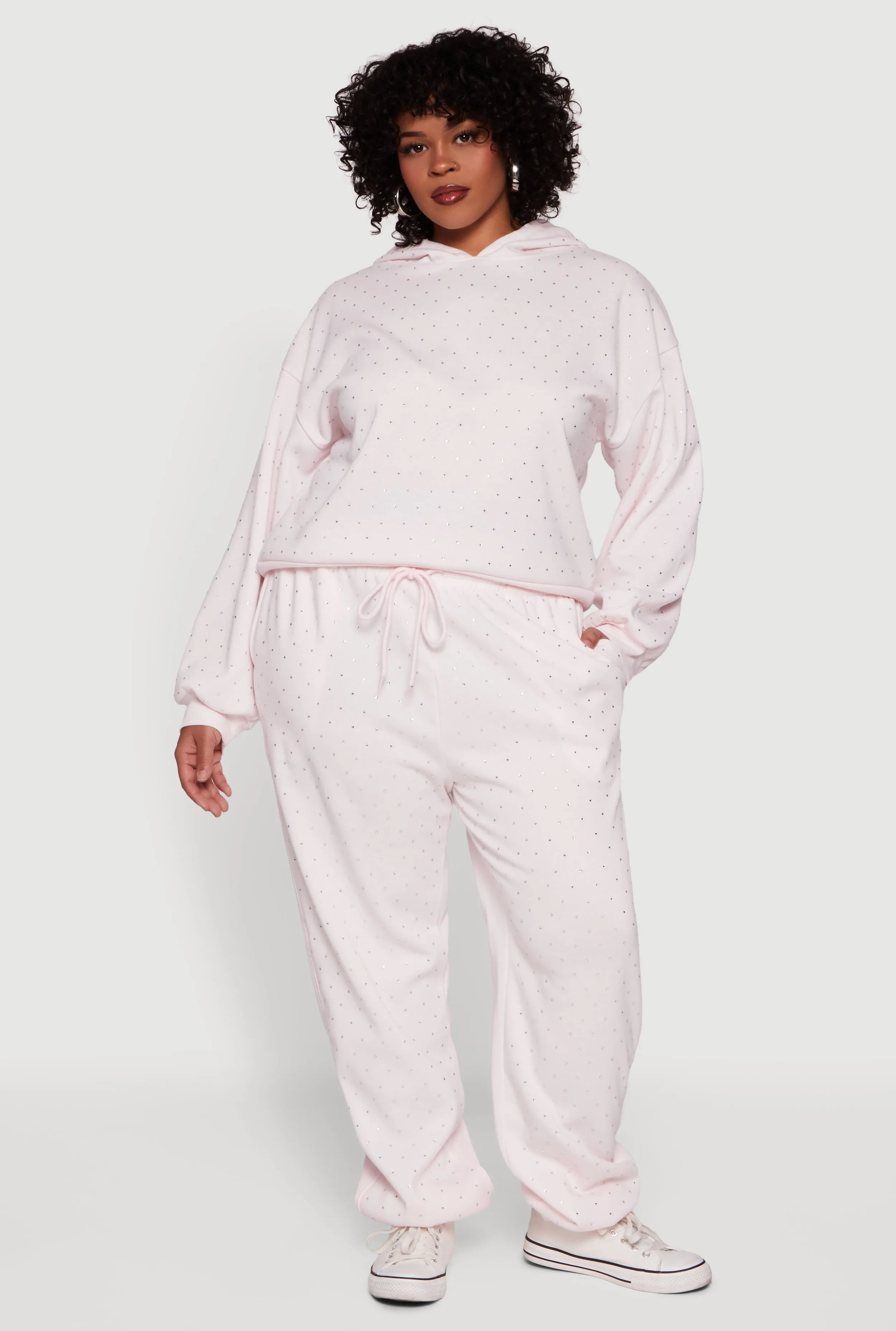 Plus Size Rhinestone Studded Drawstring Waist Sweatpants sold by Rainbow product image thumbnail 2