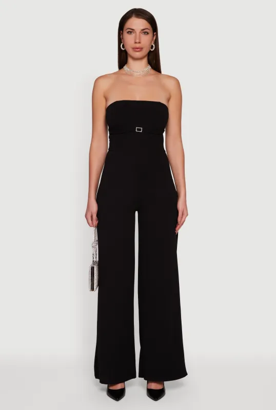 Rhinestone Buckle Detail Tube Jumpsuit sold by Rainbow
