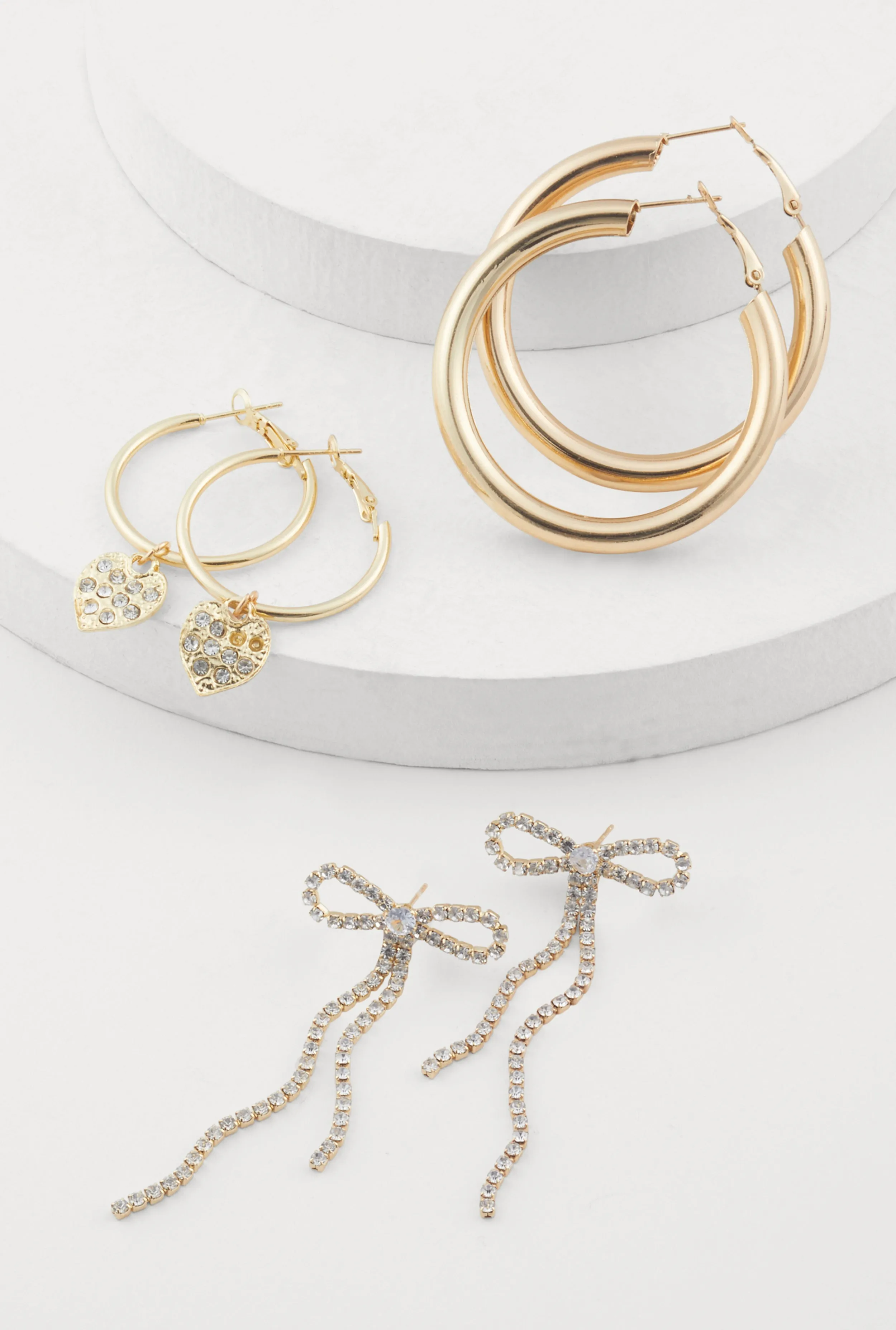 Bow Drop and Hoop Earrings Set of 3 sold by Rainbow product image thumbnail 2
