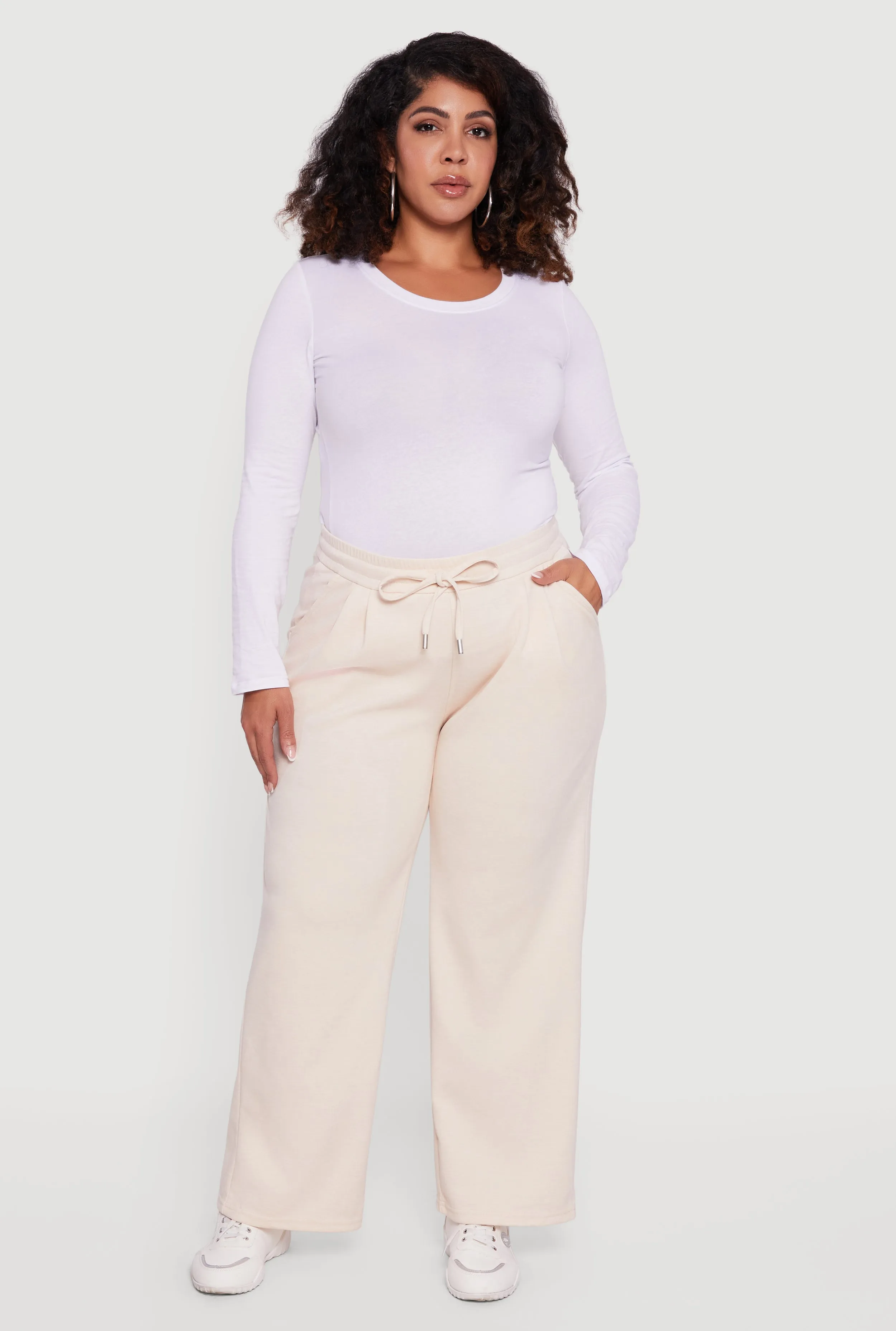 Plus Size Wide Leg Drawstring Sweatpants sold by Rainbow