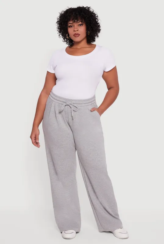 Plus Size Wide Leg Drawstring Sweatpants sold by Rainbow