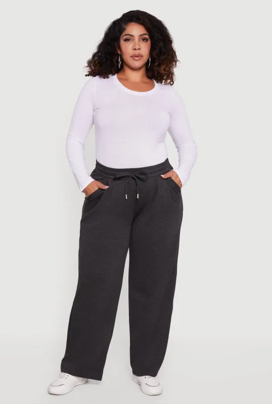 Plus Size Wide Leg Drawstring Sweatpants sold by Rainbow