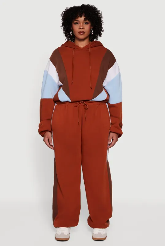 Plus Size High Waisted Color Blocked Sweatpants sold by Rainbow