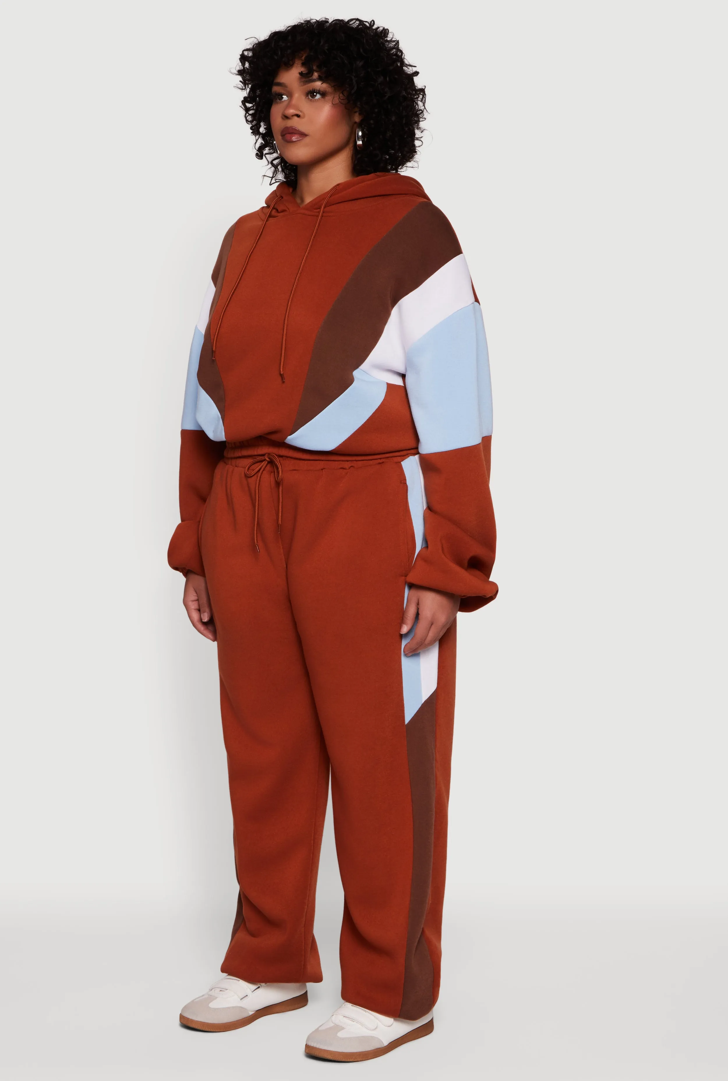 Plus Size Color Blocked Hooded Sweatshirt sold by Rainbow product image thumbnail 5