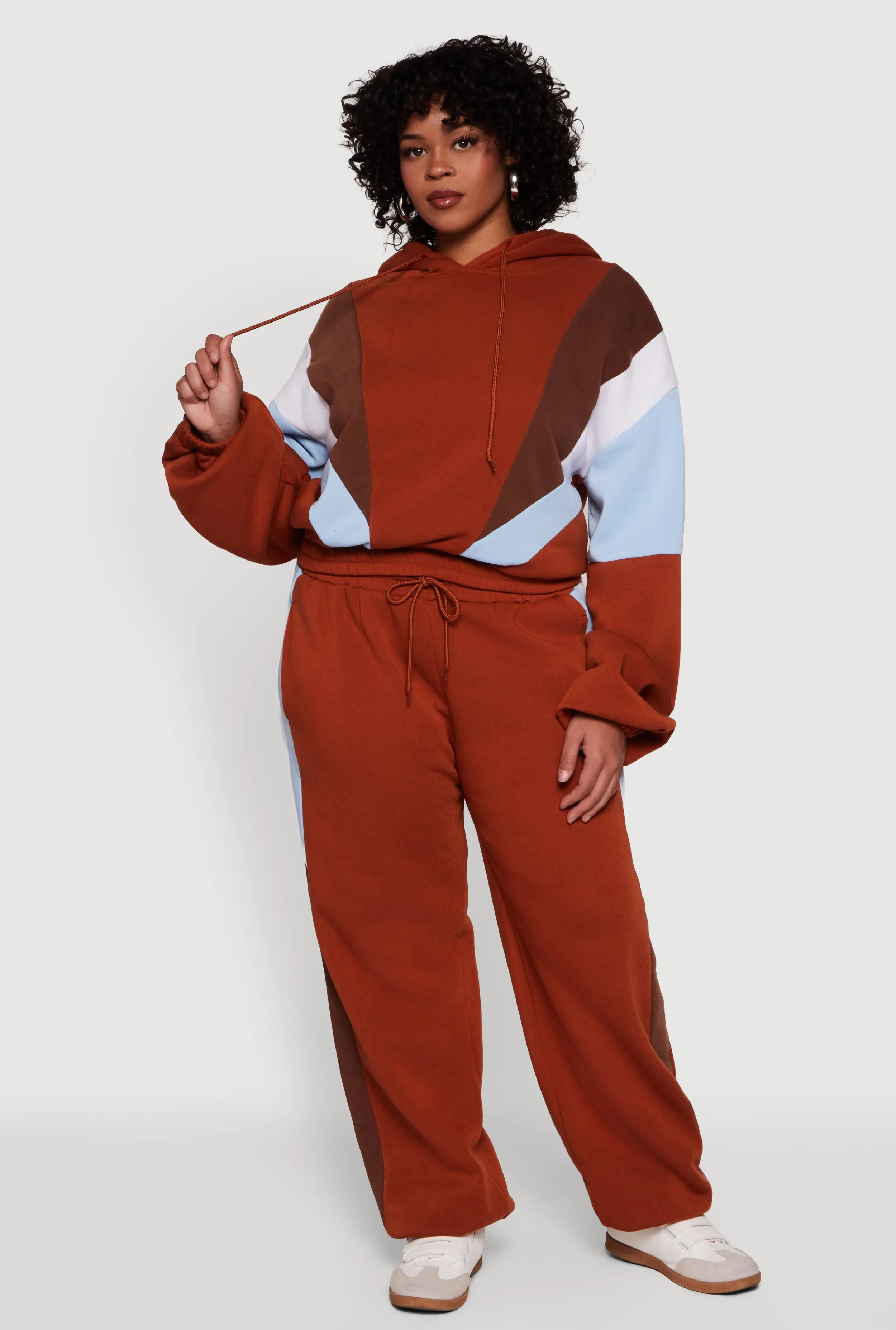 Plus Size Color Blocked Hooded Sweatshirt sold by Rainbow product image thumbnail 3