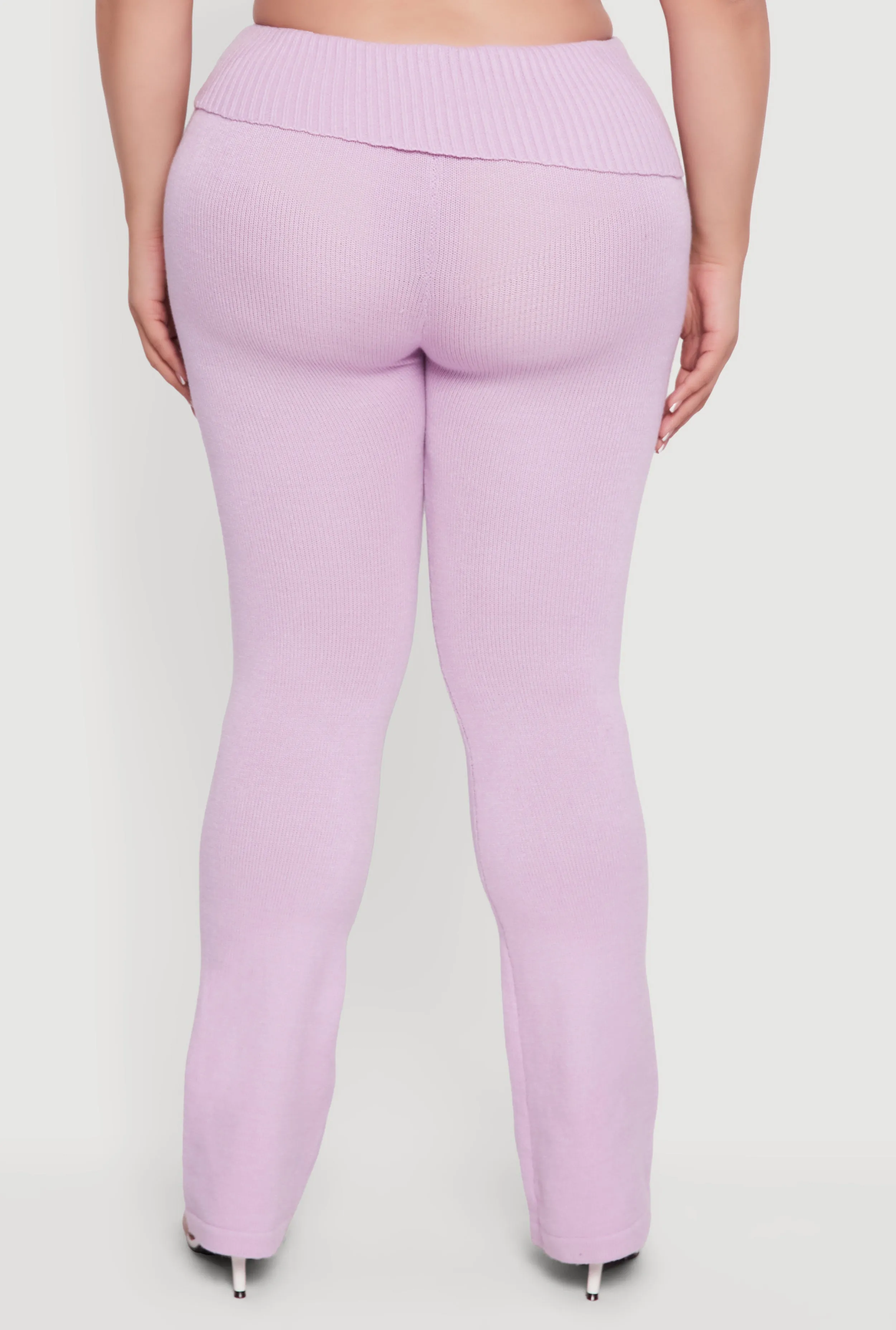 Plus Size Ribbed Knit Fold Over Flare Pants sold by Rainbow product image thumbnail 5