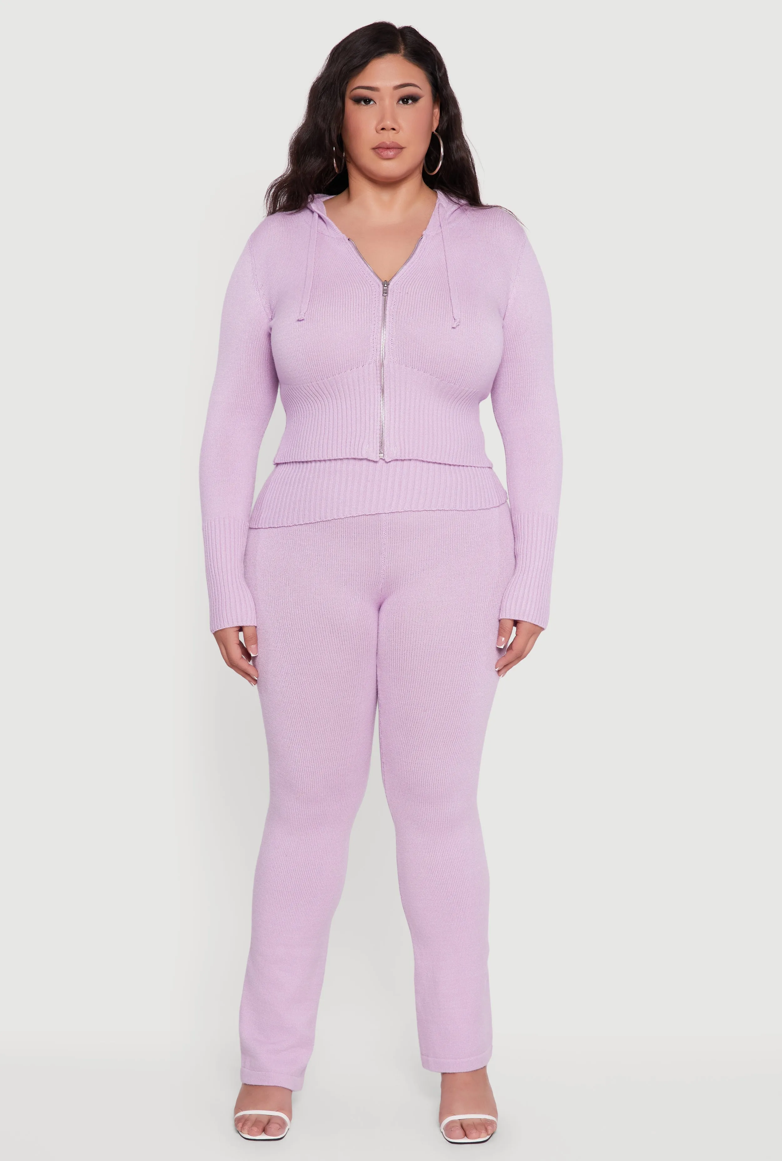 Plus Size Ribbed Knit Fold Over Flare Pants sold by Rainbow product image thumbnail 2