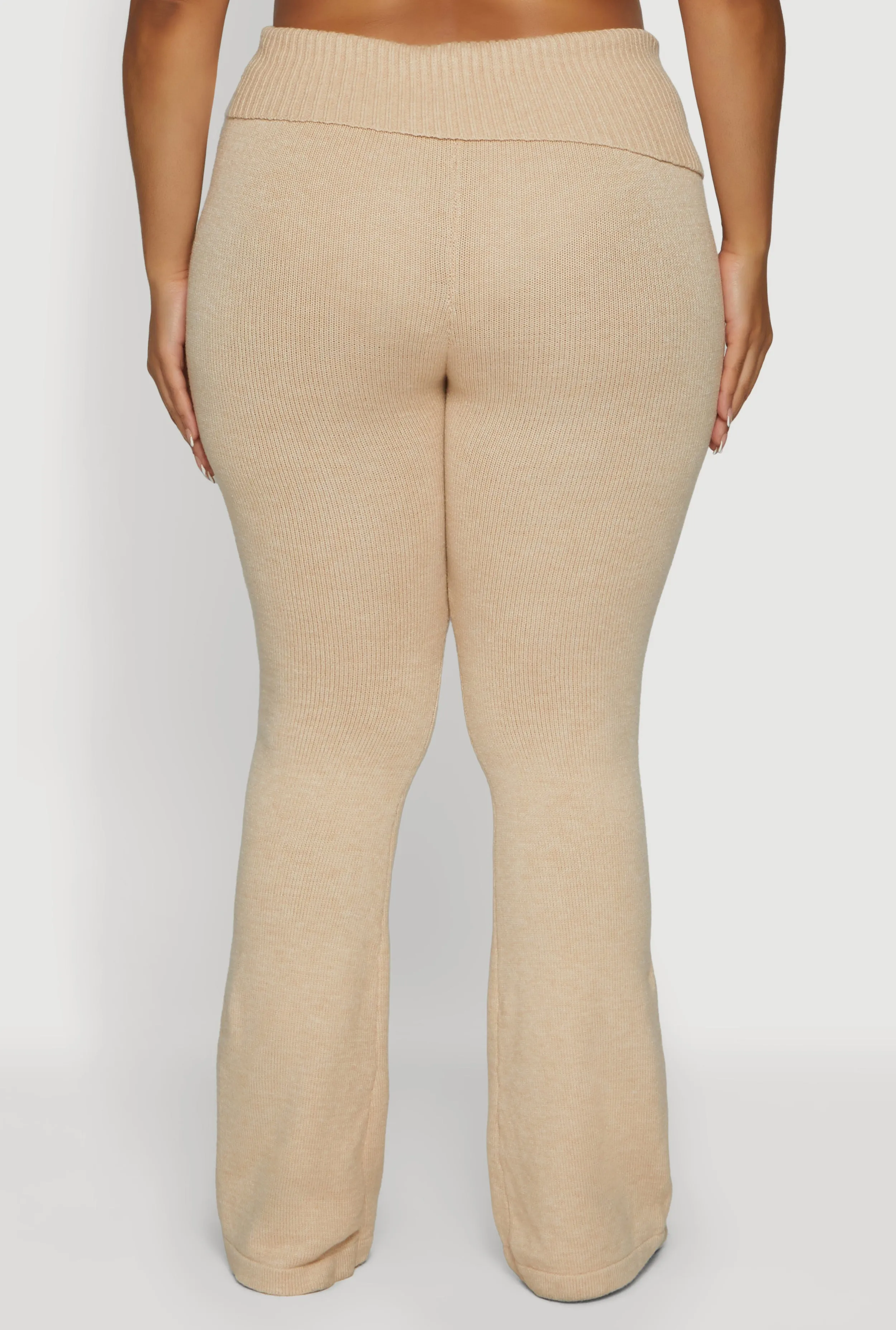 Plus Size Ribbed Knit Fold Over Flare Pants sold by Rainbow product image thumbnail 5