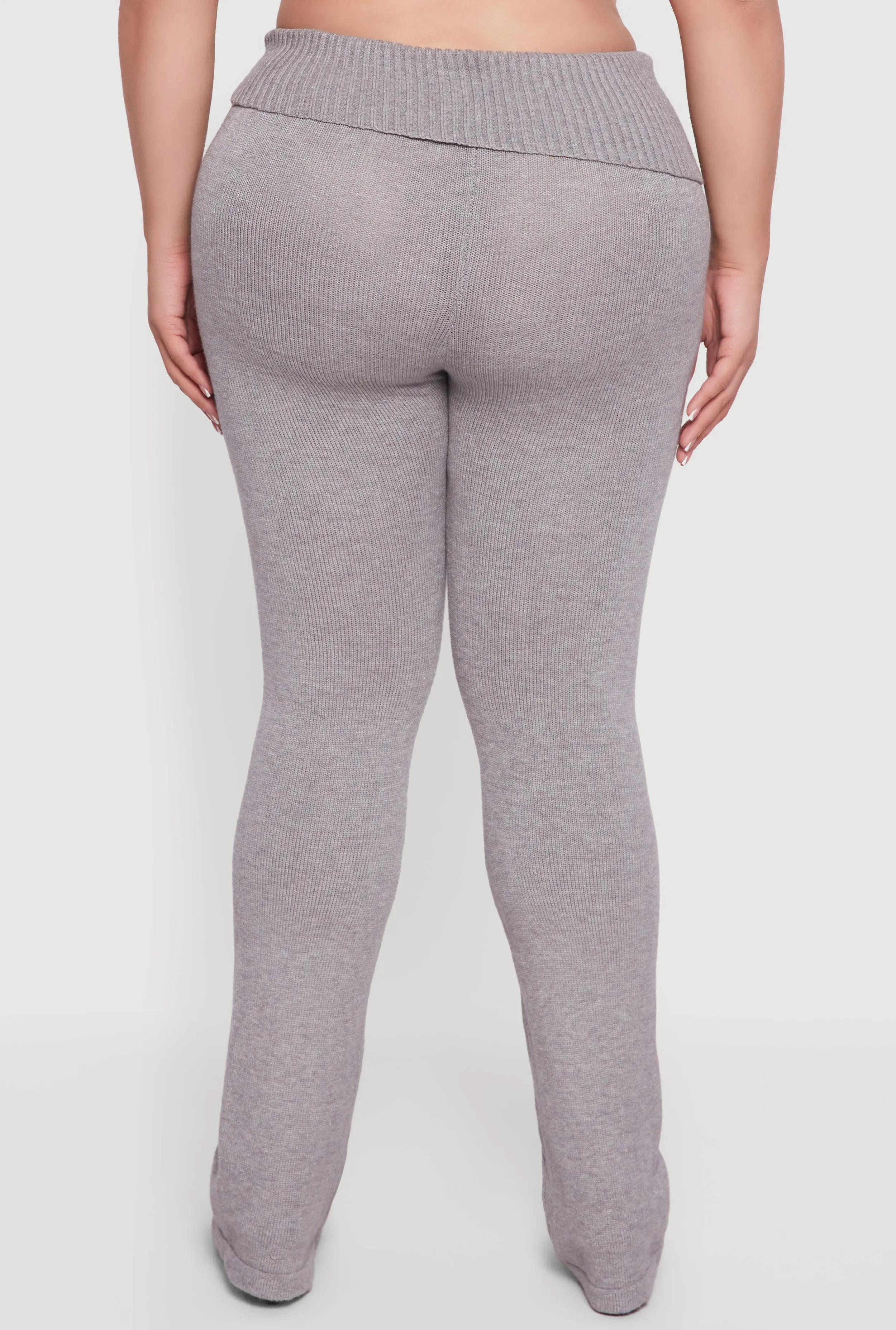 Plus Size Ribbed Knit Fold Over Flare Pants sold by Rainbow product image thumbnail 5