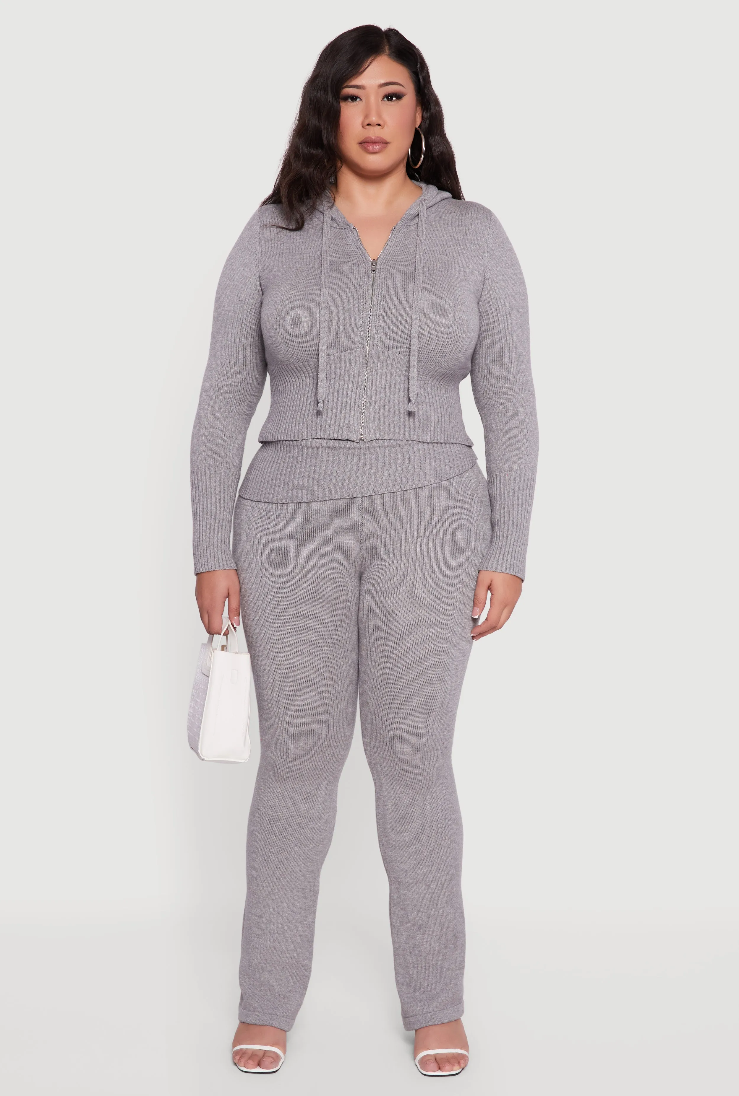 Plus Size Ribbed Knit Fold Over Flare Pants sold by Rainbow product image thumbnail 2