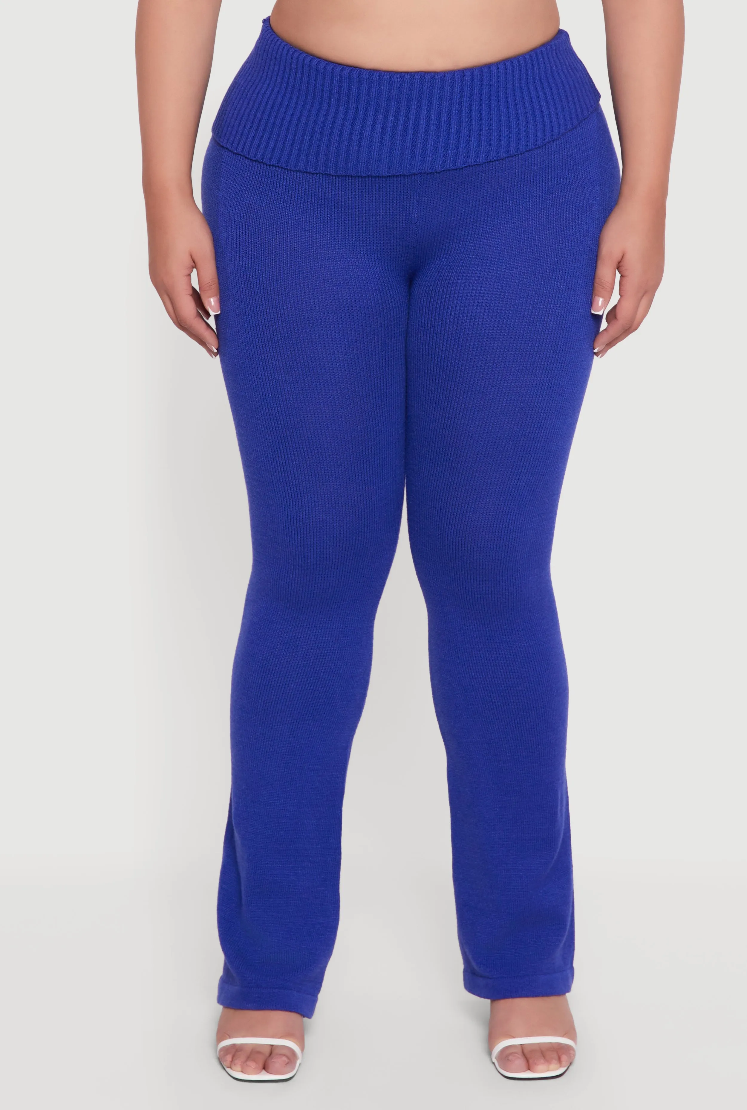 Plus Size Ribbed Knit Fold Over Flare Pants sold by Rainbow product image thumbnail 3