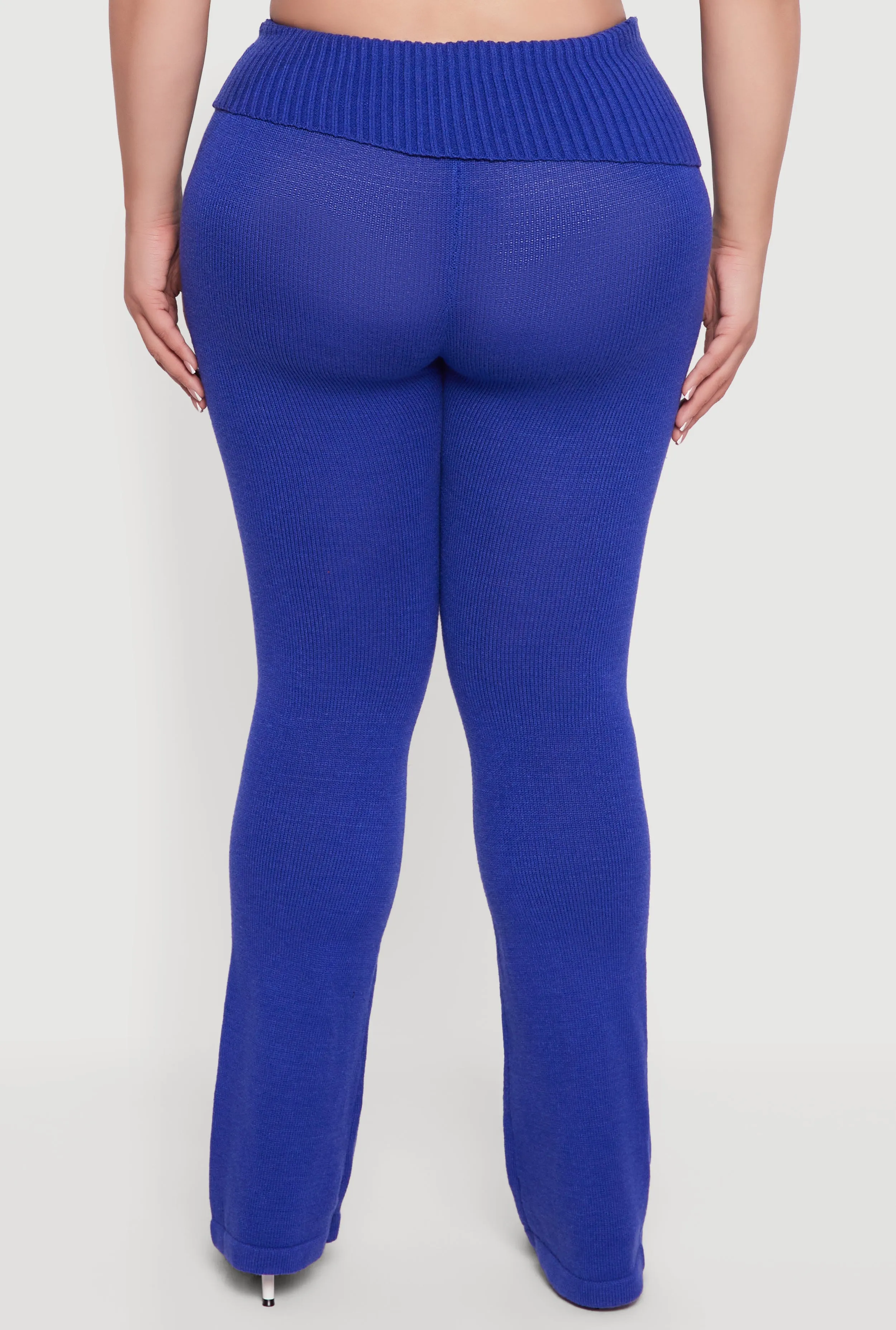 Plus Size Ribbed Knit Fold Over Flare Pants sold by Rainbow product image thumbnail 5