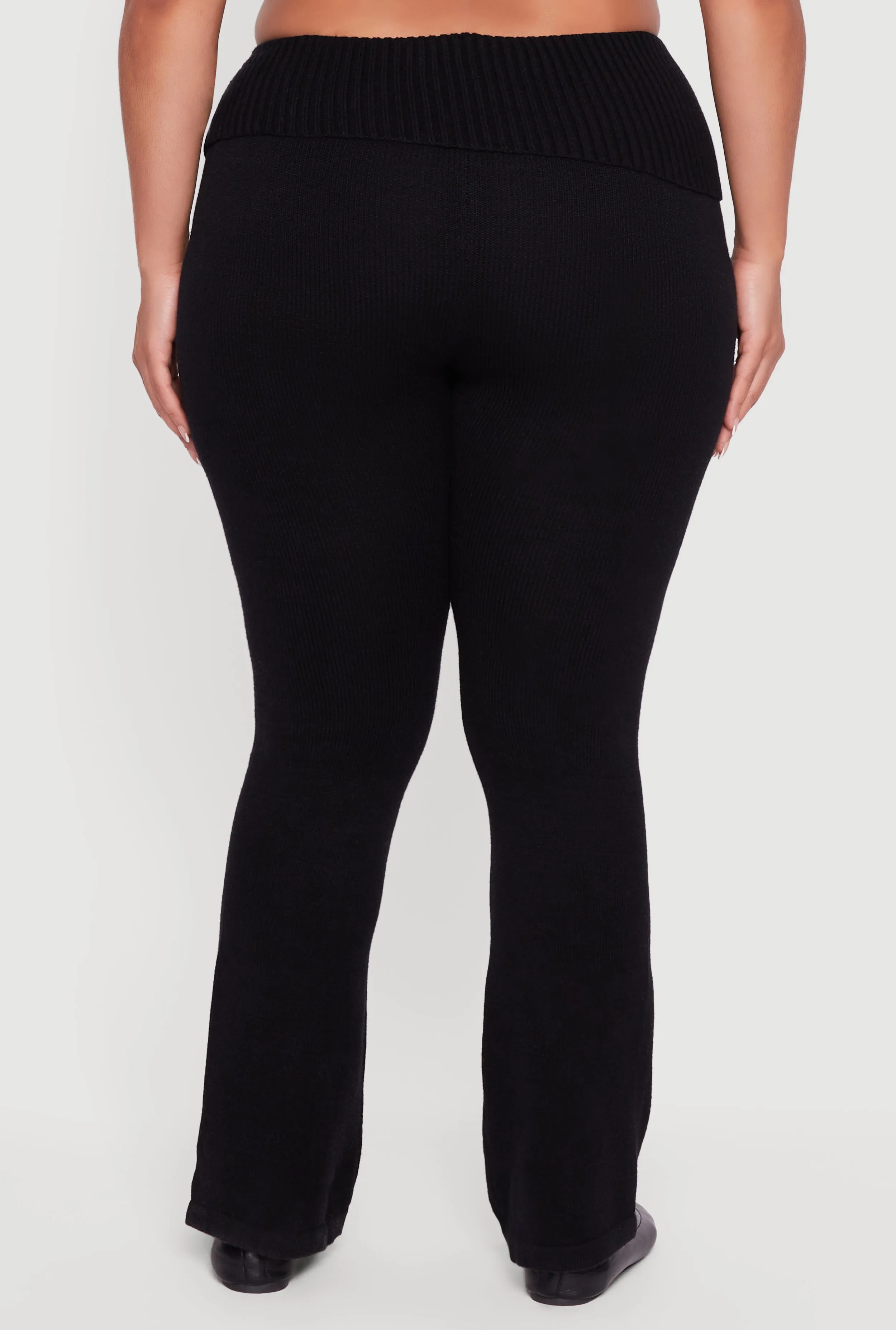 Plus Size Ribbed Knit Fold Over Flare Pants sold by Rainbow product image thumbnail 5