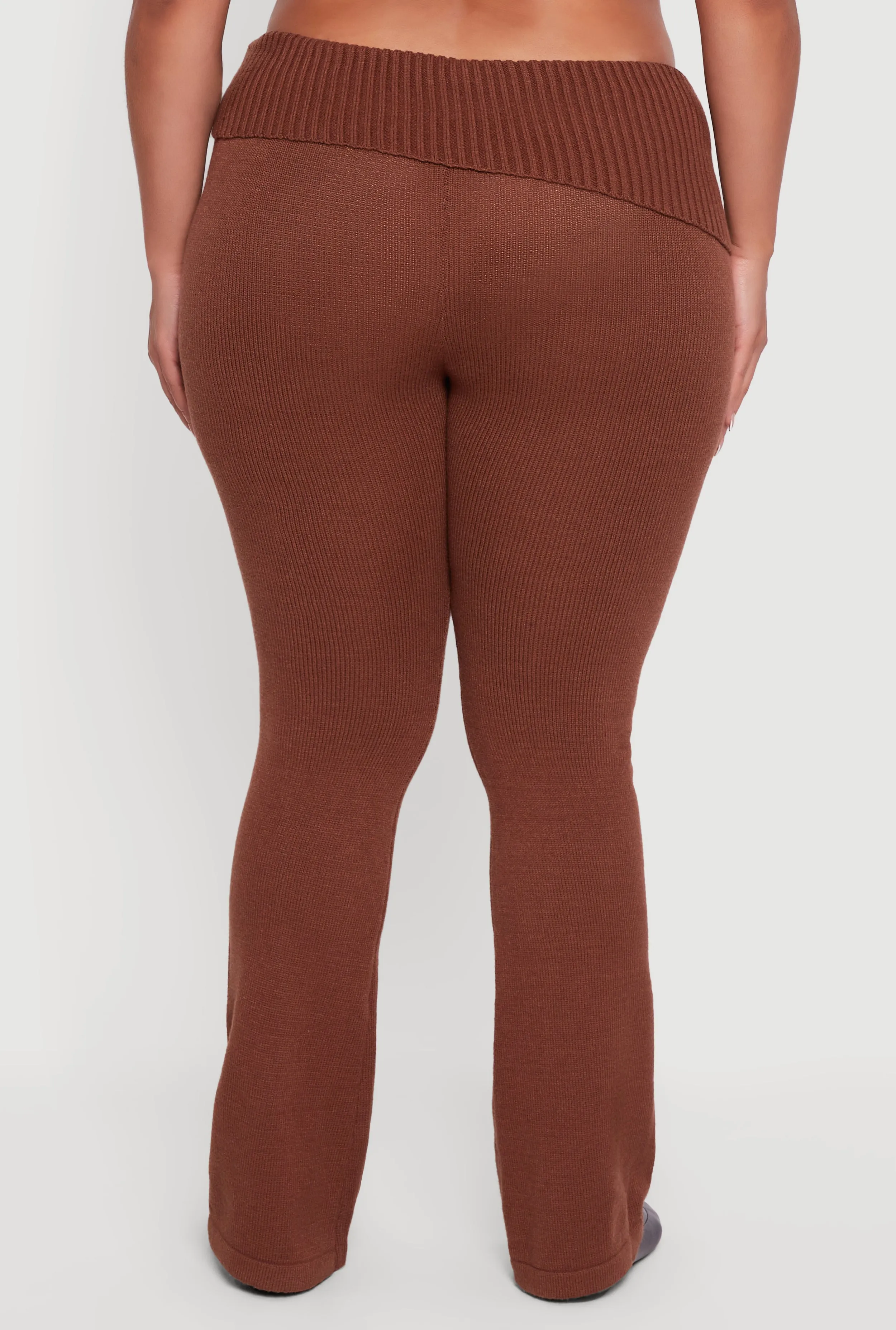 Plus Size Ribbed Knit Fold Over Flare Pants sold by Rainbow product image thumbnail 5