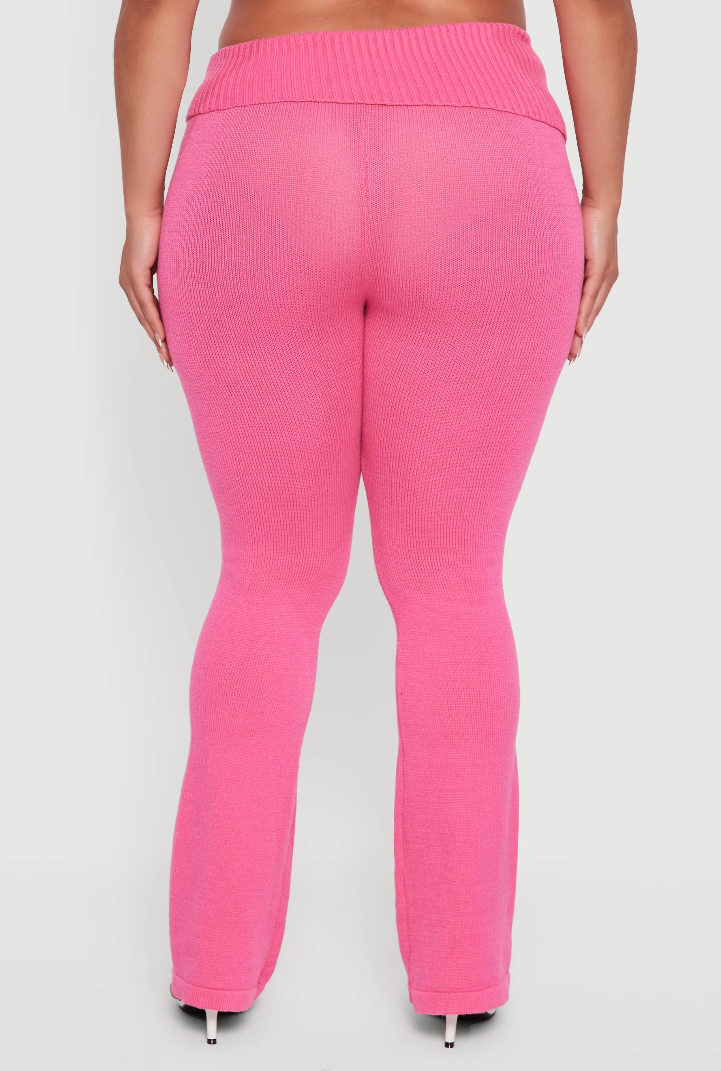 Plus Size Ribbed Knit Fold Over Flare Pants sold by Rainbow product image thumbnail 5