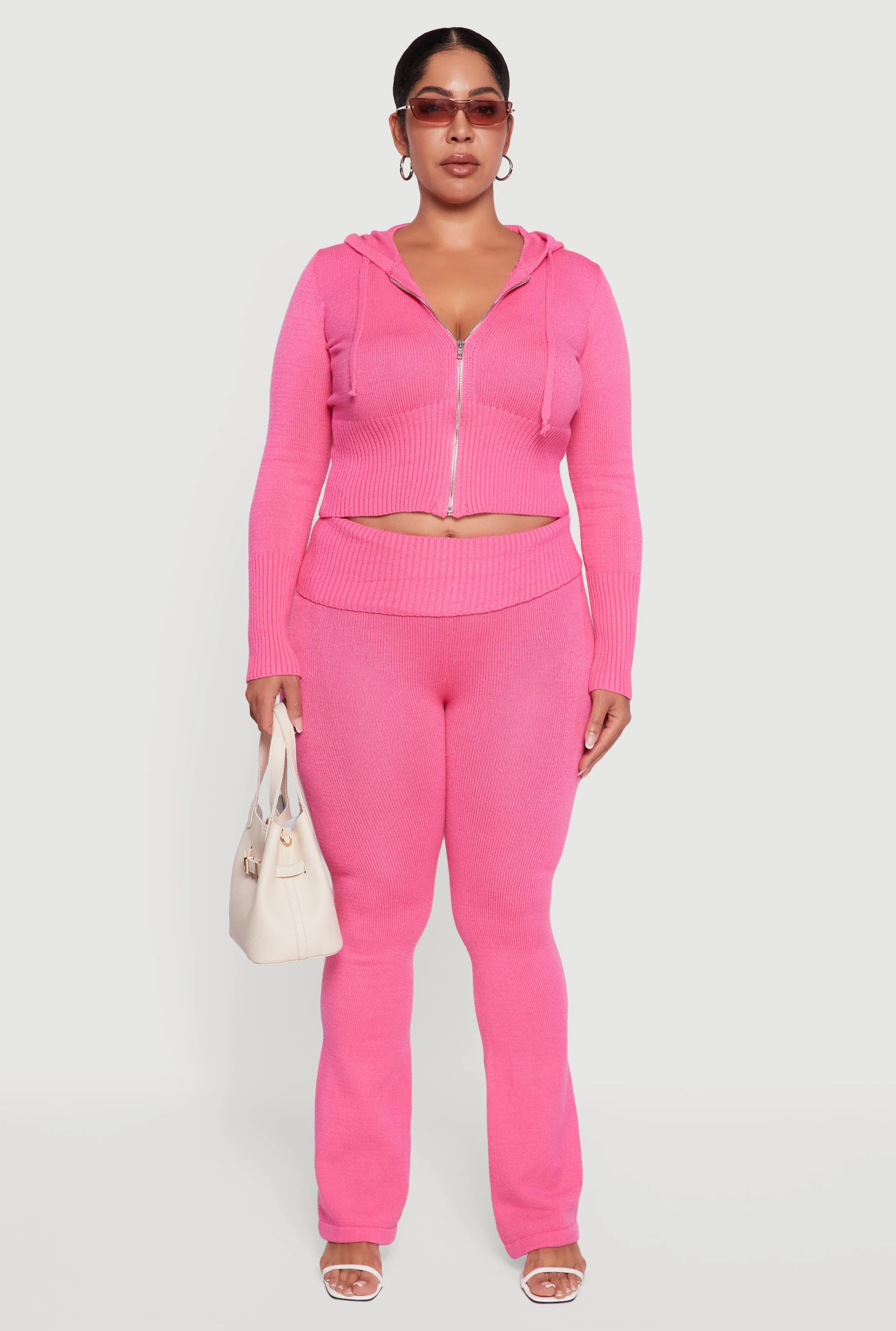 Plus Size Ribbed Knit Fold Over Flare Pants sold by Rainbow product image thumbnail 2