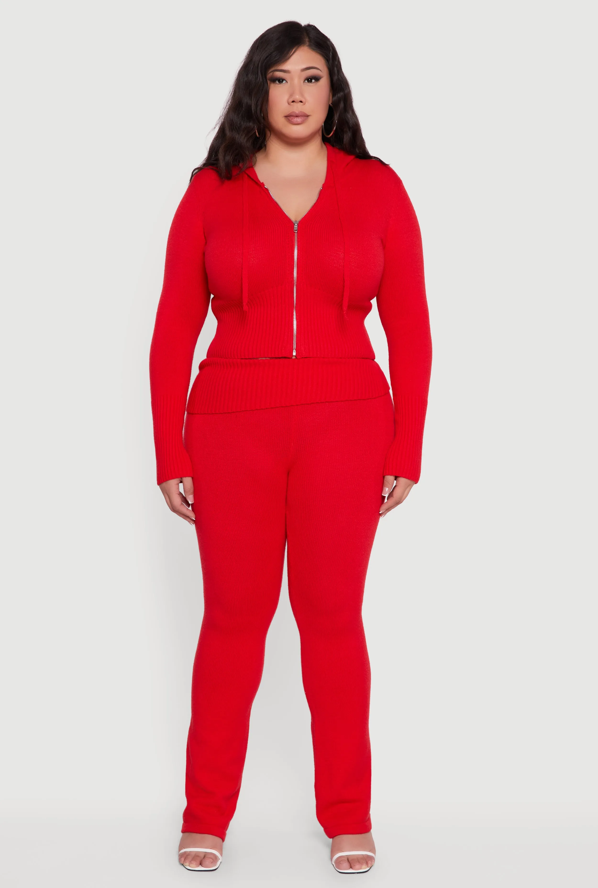 Plus Size Ribbed Knit Fold Over Flare Pants sold by Rainbow product image thumbnail 2