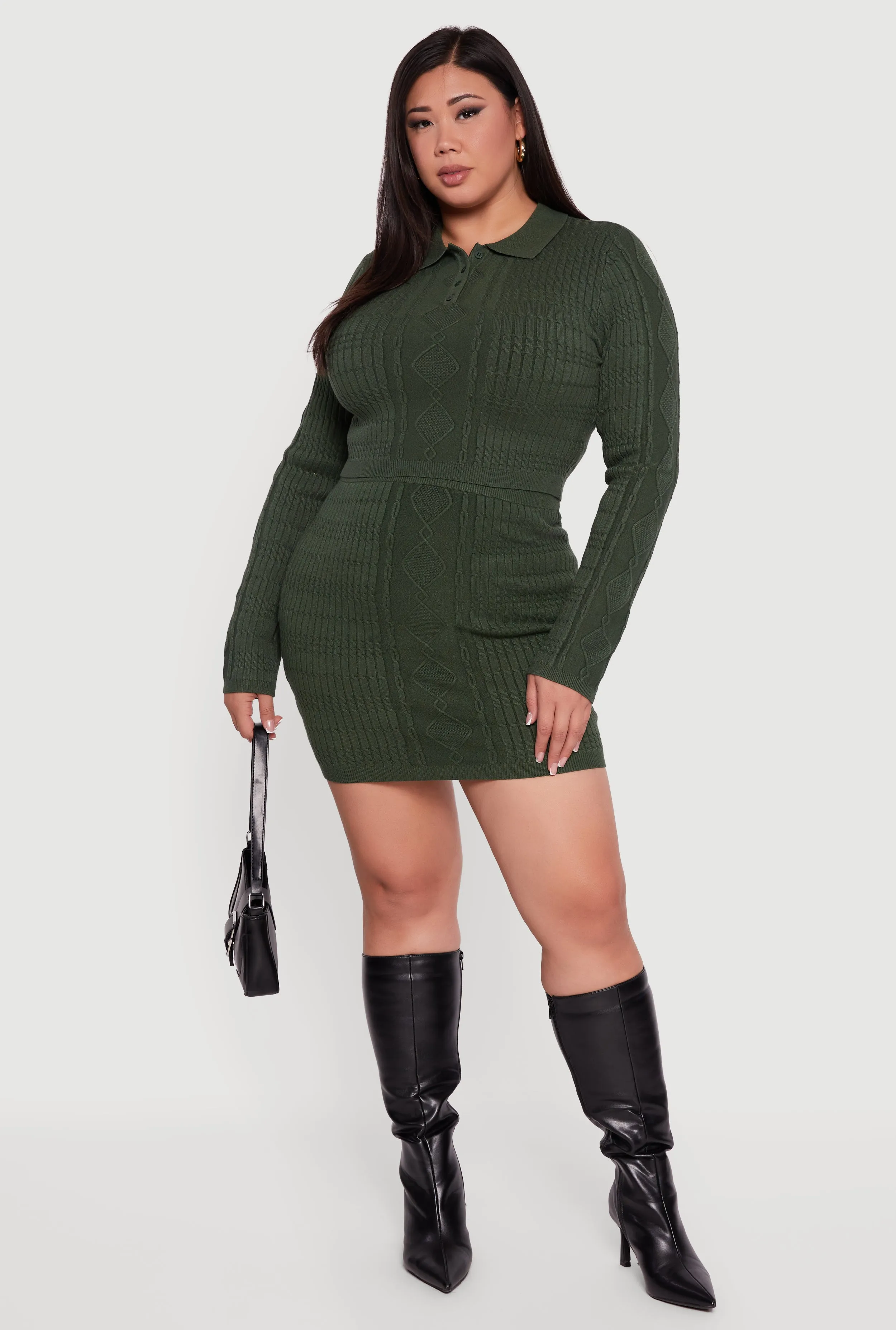 Plus Size High Waisted Cable Knit Mini Skirt sold by Rainbow product image thumbnail 2