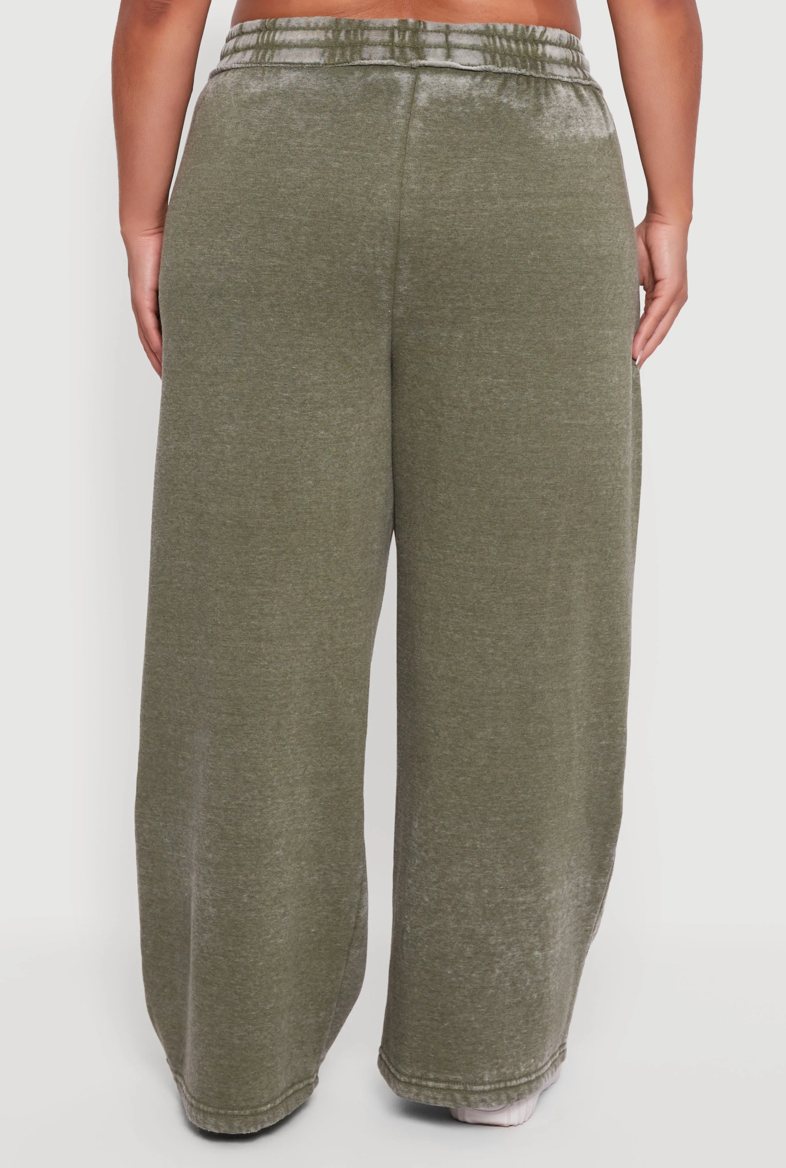 Plus Size Mineral Wash Drawstring Waist Wide Leg Sweatpants sold by Rainbow product image thumbnail 5