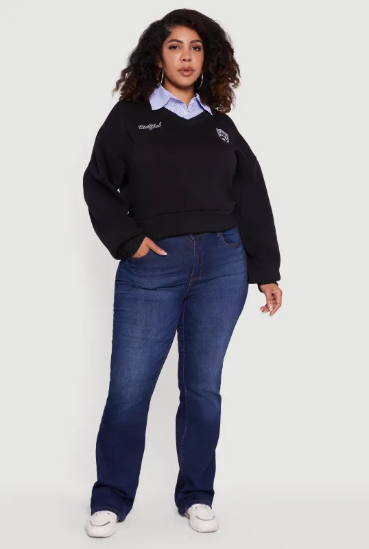 Plus Size New York Long Sleeve Shirt Collar Sweatshirt sold by Rainbow