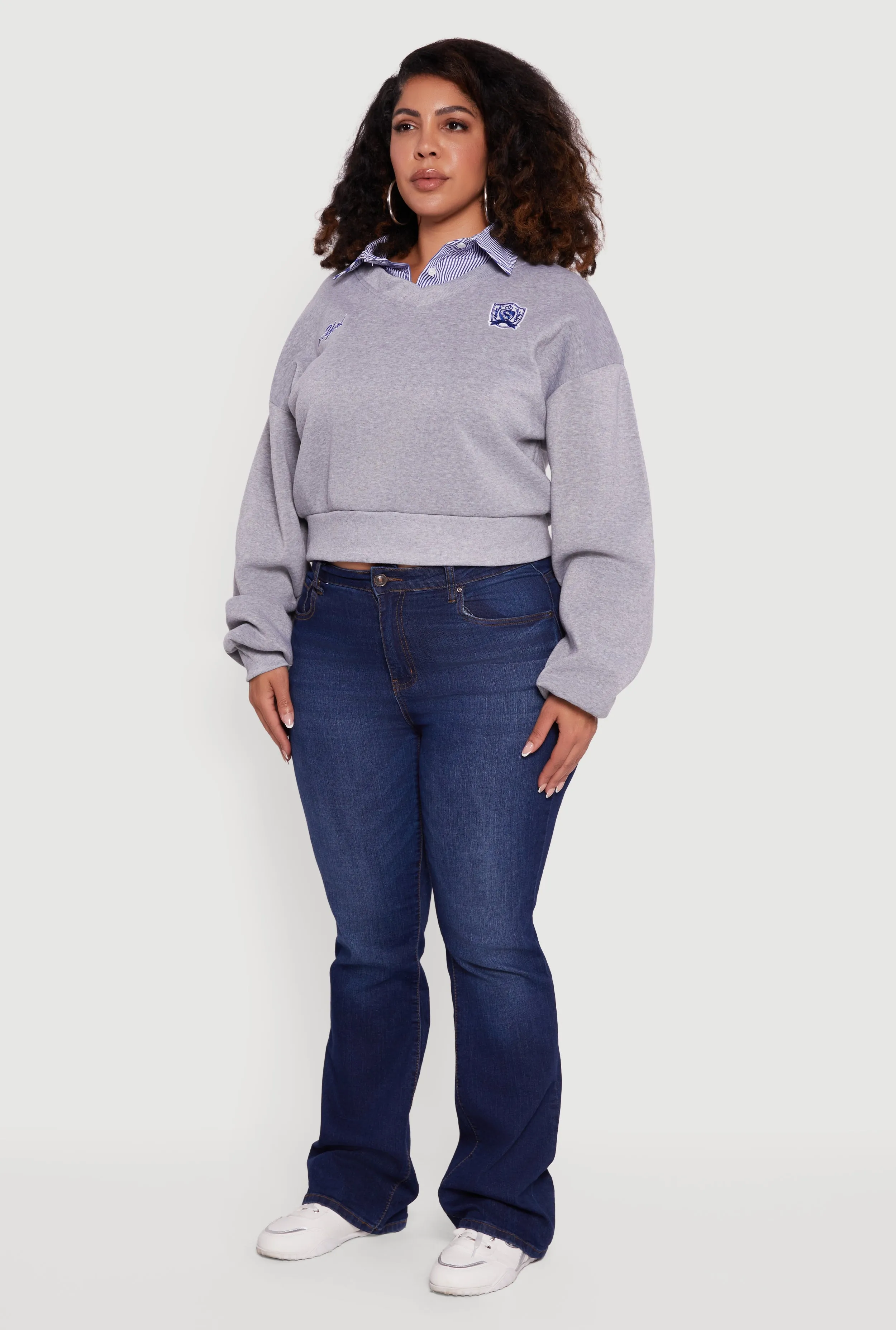 Plus Size New York Long Sleeve Shirt Collar Sweatshirt sold by Rainbow product image thumbnail 5
