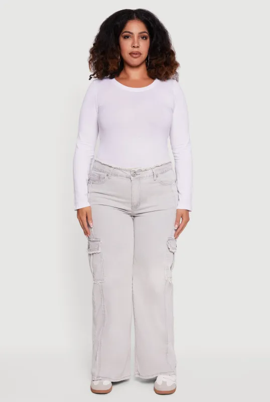Plus Size VIP Frayed Cargo Jeans sold by Rainbow
