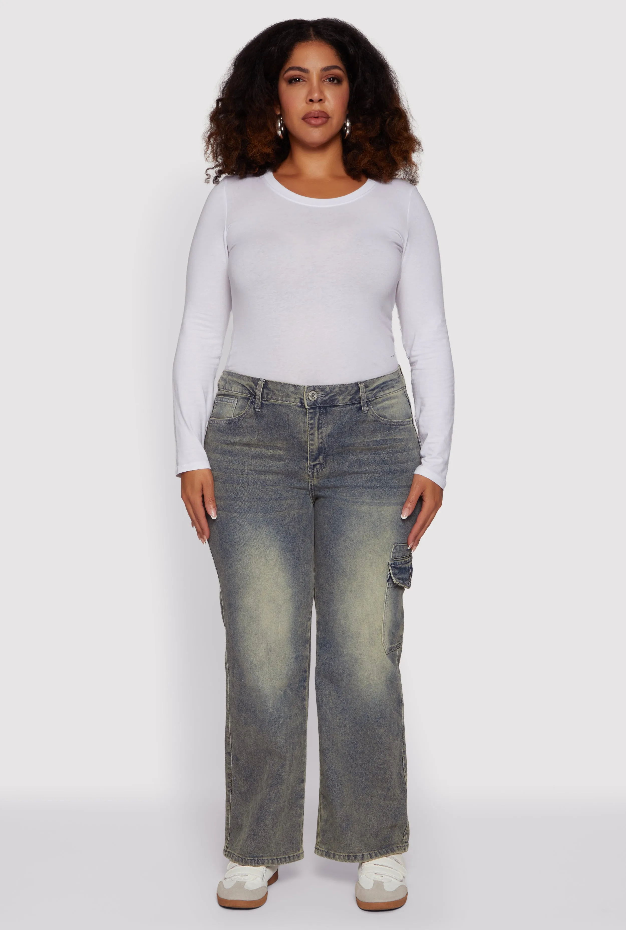 Plus Size Mid Rise Acid Wash Jeans sold by Rainbow product image thumbnail 2