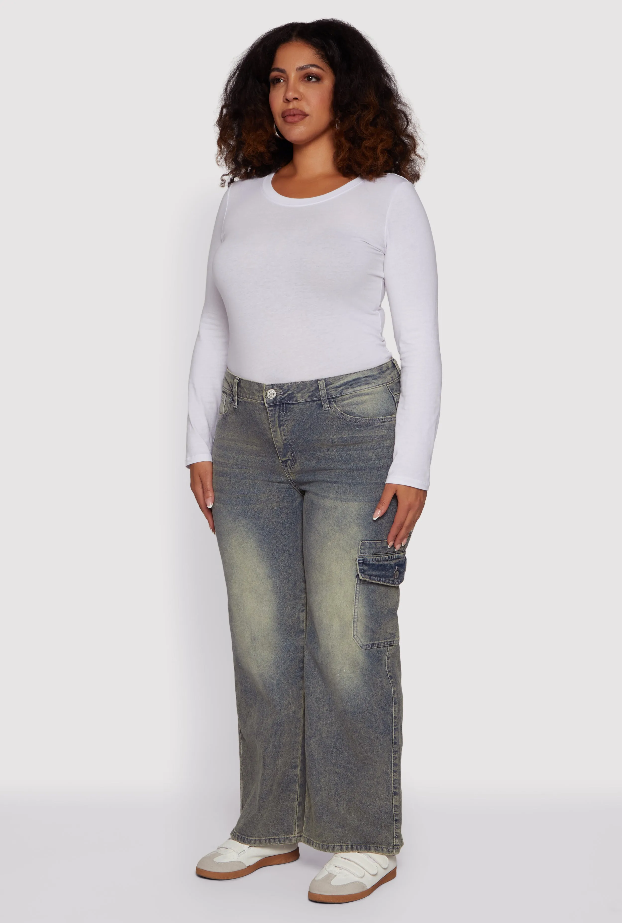 Plus Size Mid Rise Acid Wash Jeans sold by Rainbow product image thumbnail 3
